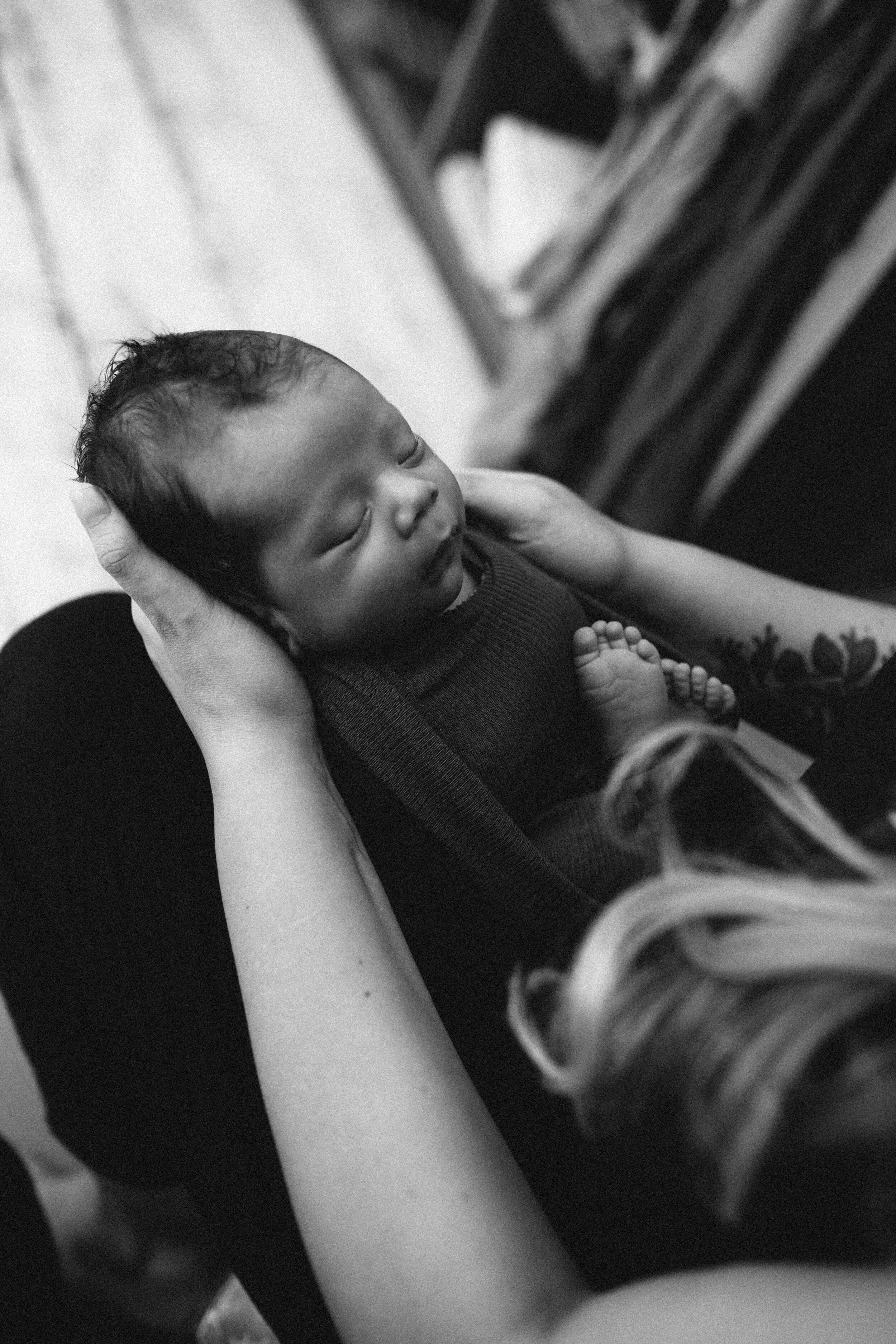 Wrapping a newborn baby