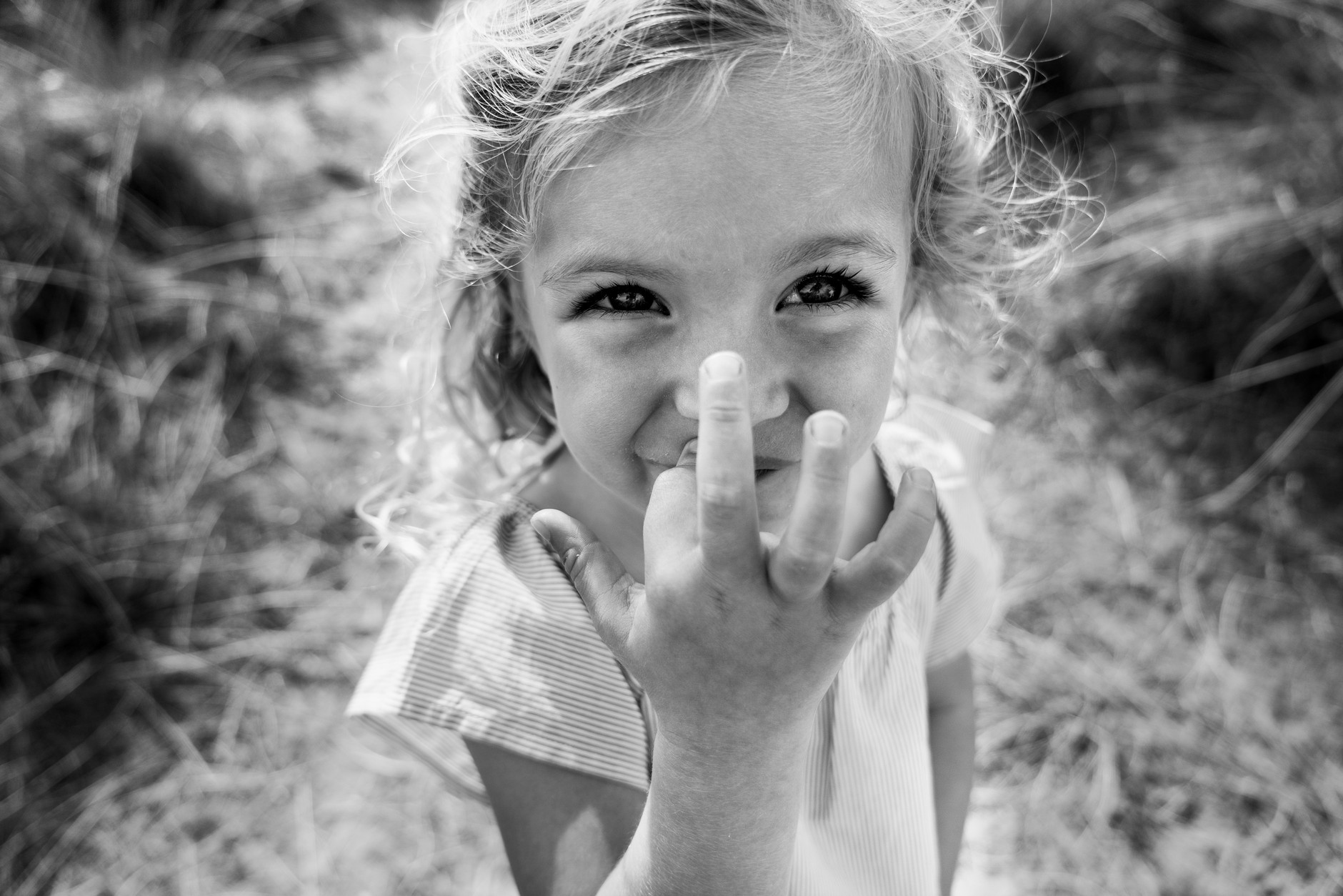 Close-up of little girls smily eyes