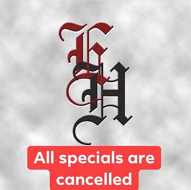 Unfortunately due to the shop getting shit down all tattoo specials are cancelled. Anyone with an appointment will be rescheduled without loss of deposit. Thank you in advance for your understanding during these trying times. #damnvirus #notattoos #r