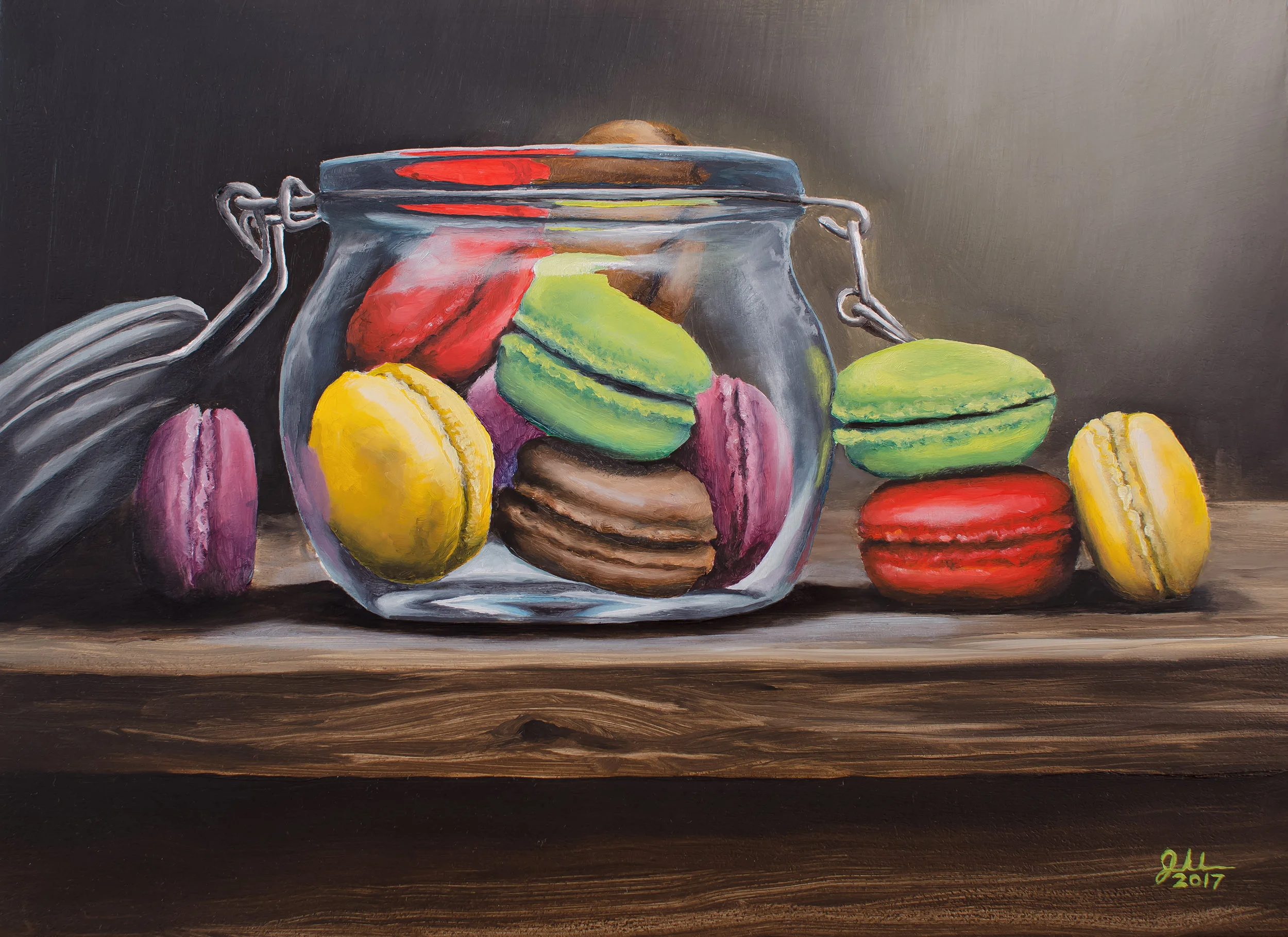 MACAROONS Oil on aluminum panel, 9.25x12.25”, 2017