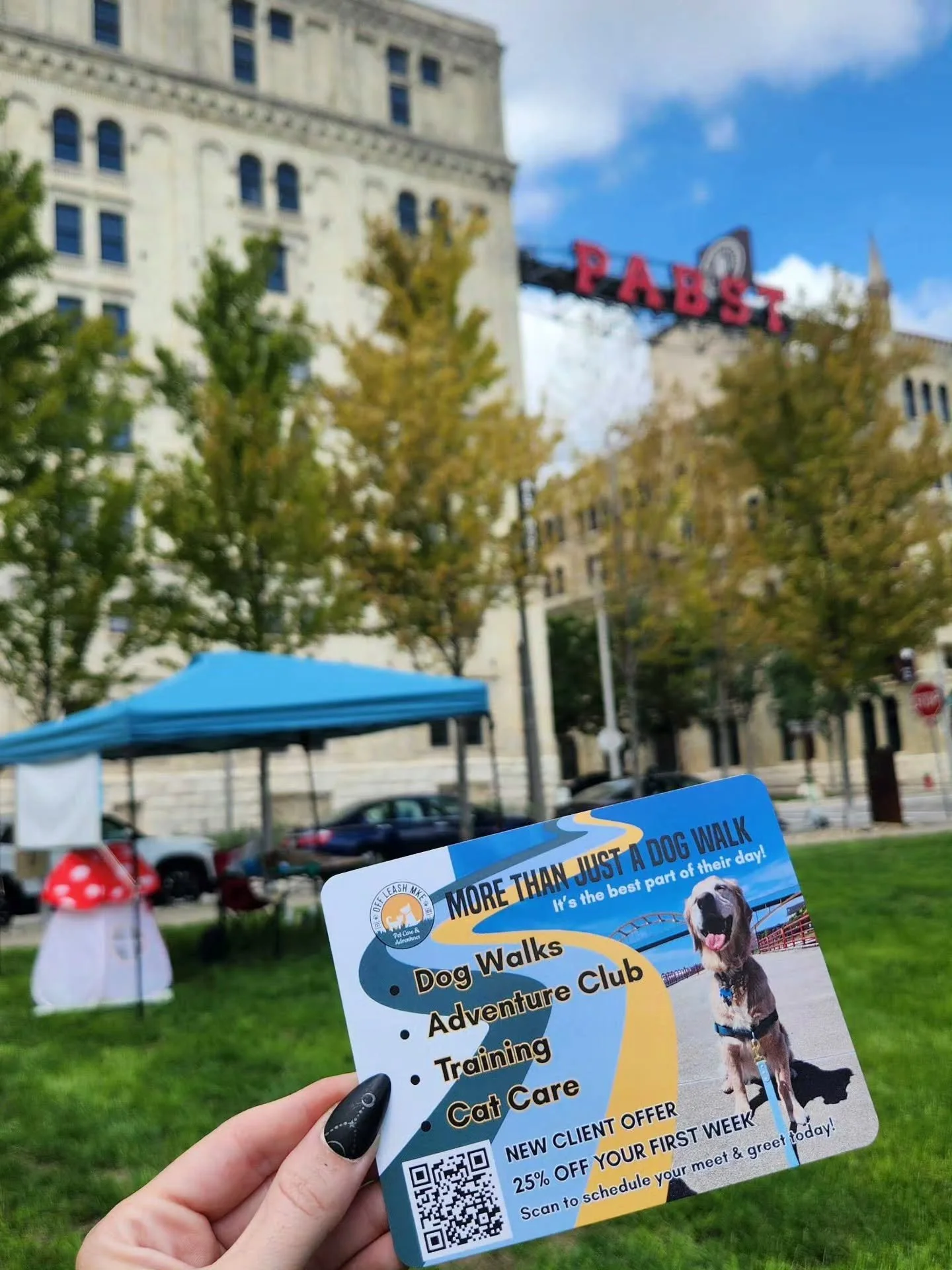 Come hang with us today at Preservation Park! 🐾🍄

Lauren is holding down the Off Leash MKE mushroom tent from 11&ndash;2 with treats, tennis balls, poop bag holders, travel bags + all kinds of fun swag and goodies for you and your pup. 🎾🐶✨

Swing