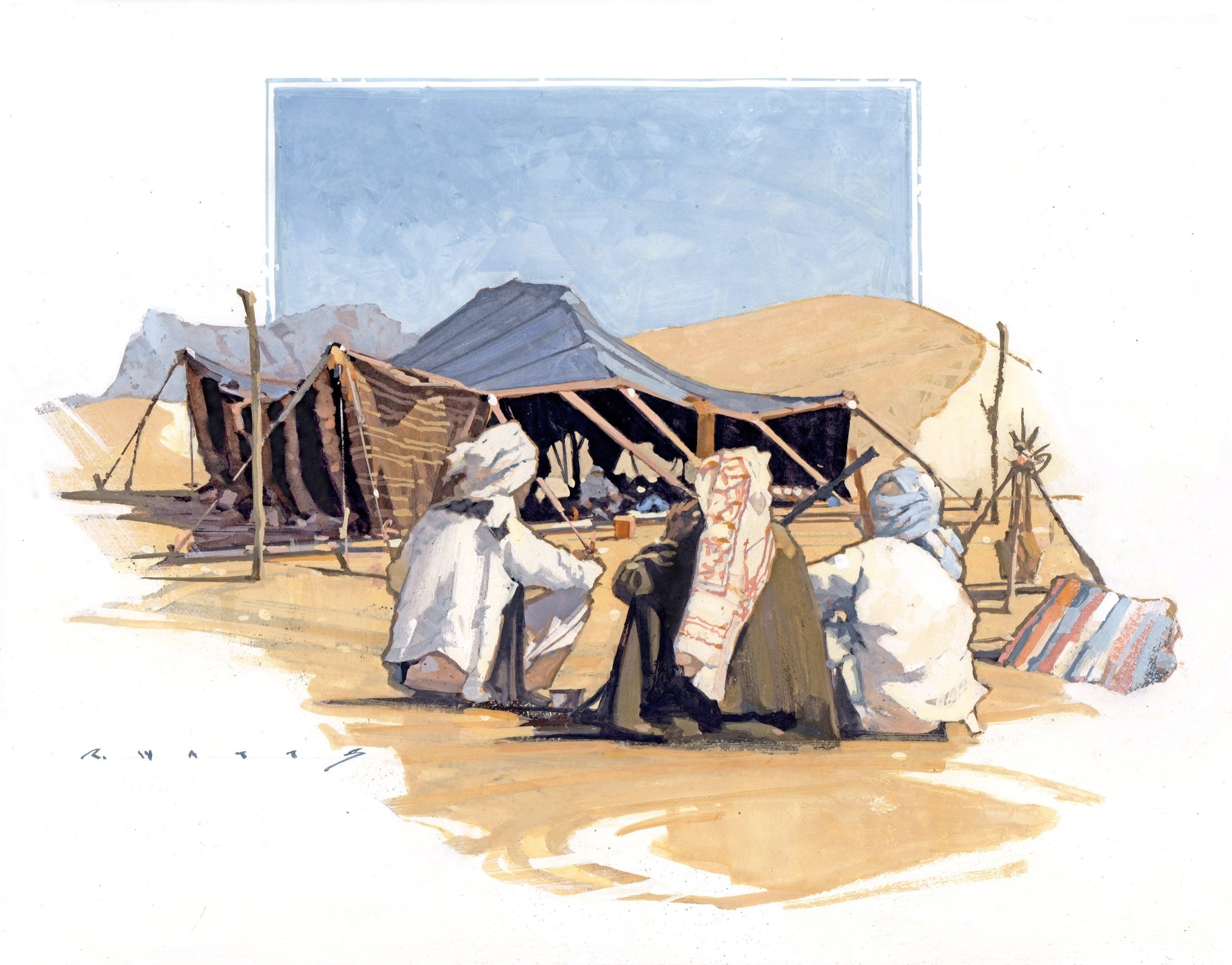 ' Bedouins ' 9"X12" gouache on rag board