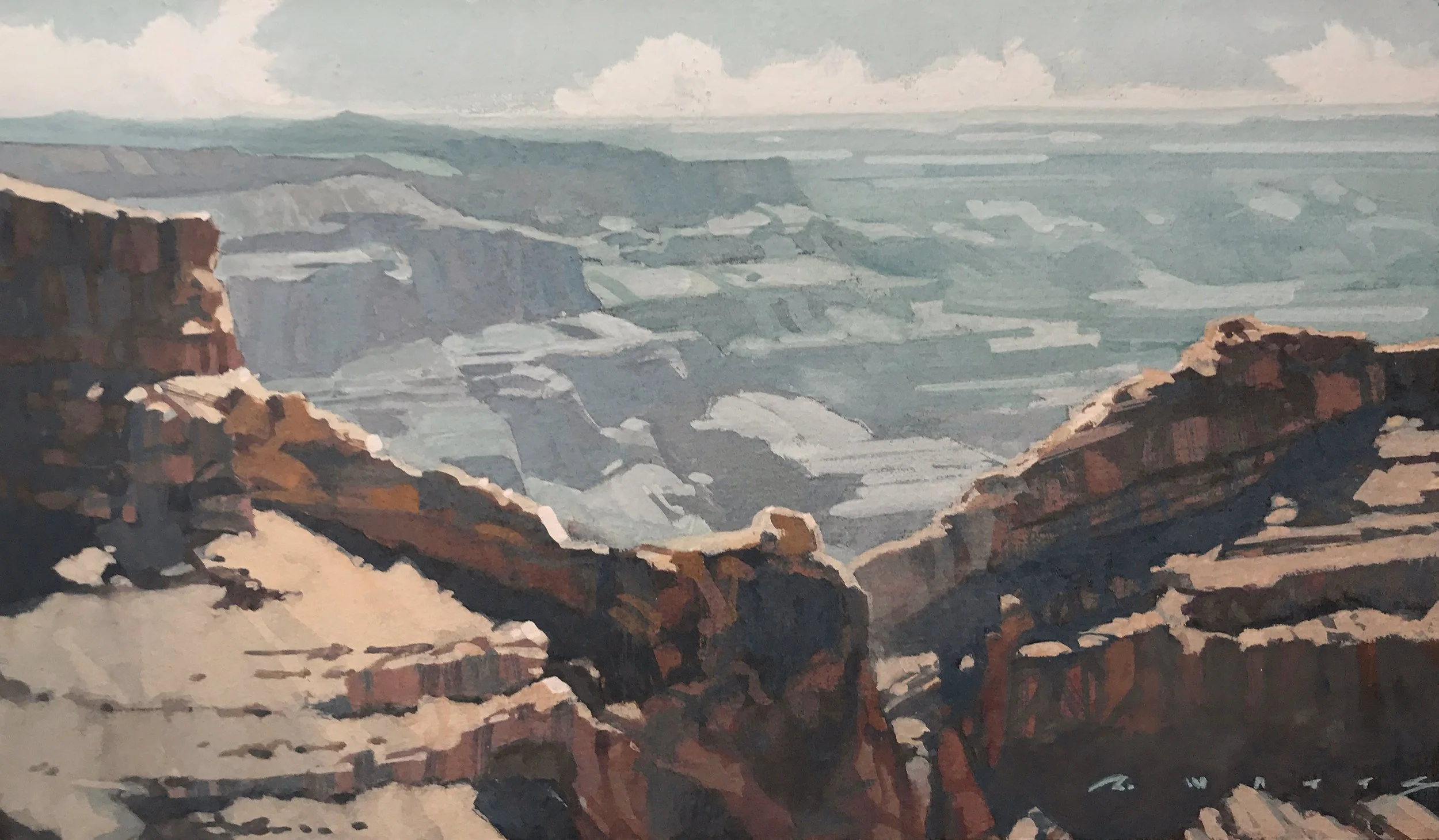 ' North Rim ' gouache on Heavy Rag Board 10" X 6"