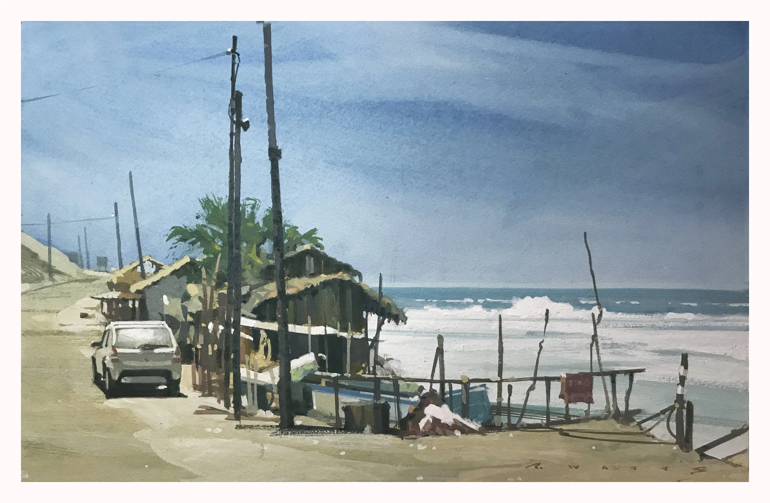 ' The Coast of Peru '  13" X 8.25" gouache on heavy rag board