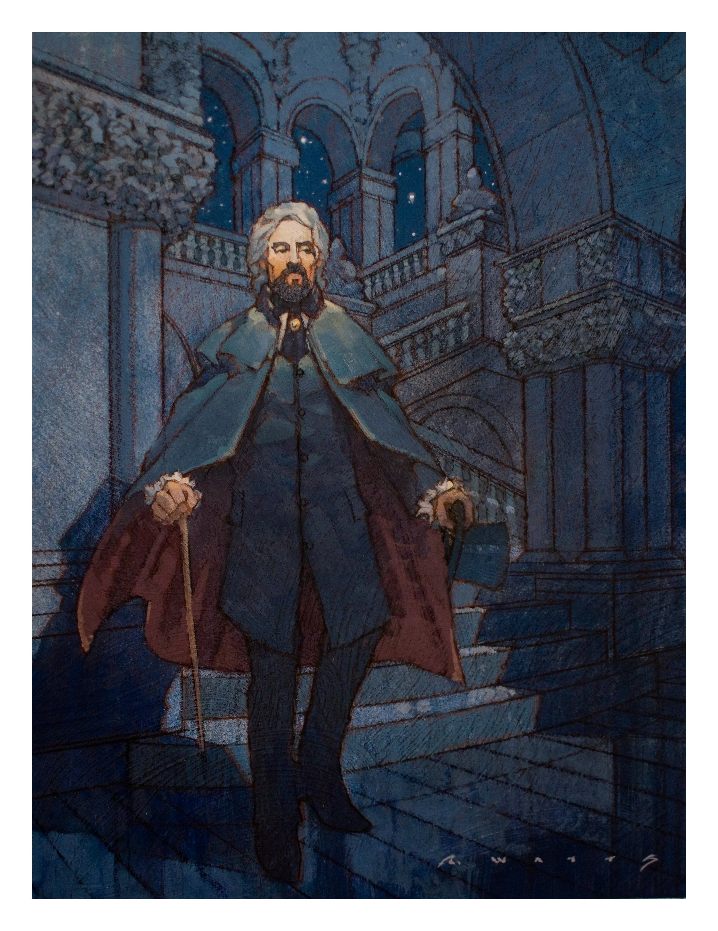 ' The Count of Monte Cristo ' 9.5" X 122.5" Casein on gesso'd panel