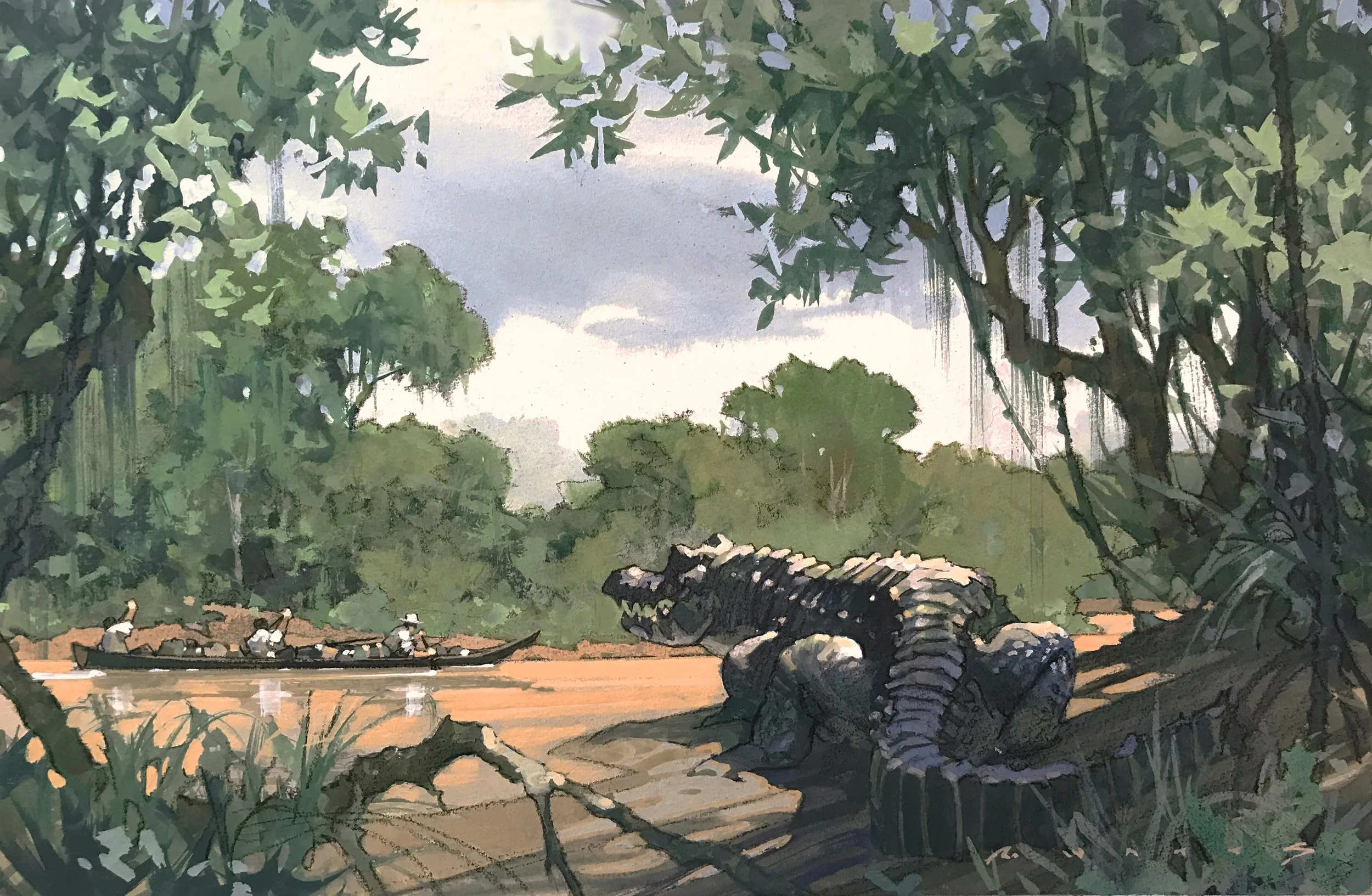 ' The deadly River ' 12.25" X 8" gouache on rag board