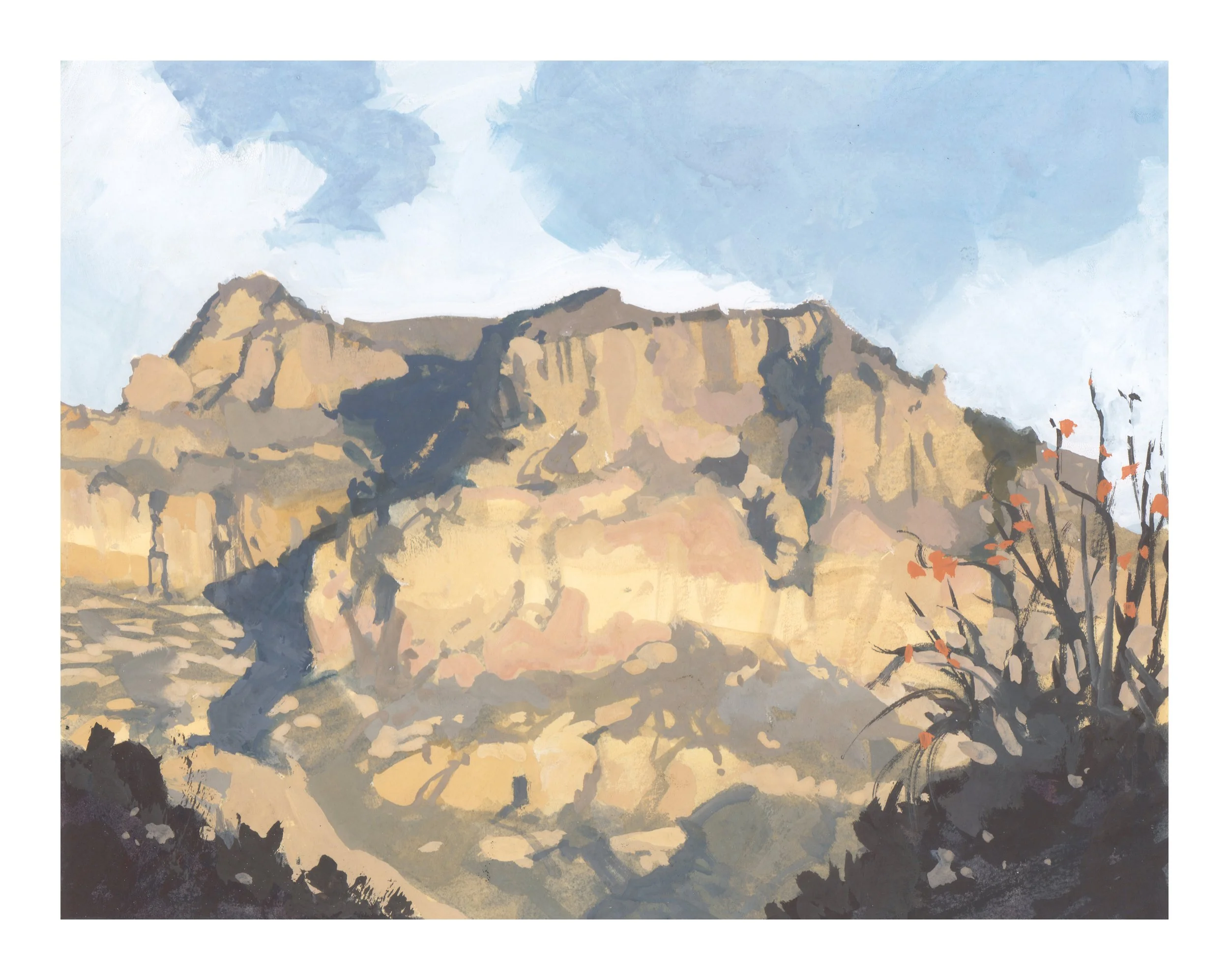 ' Picket Post Mountain ' Gouache on rag board 9" X 7"