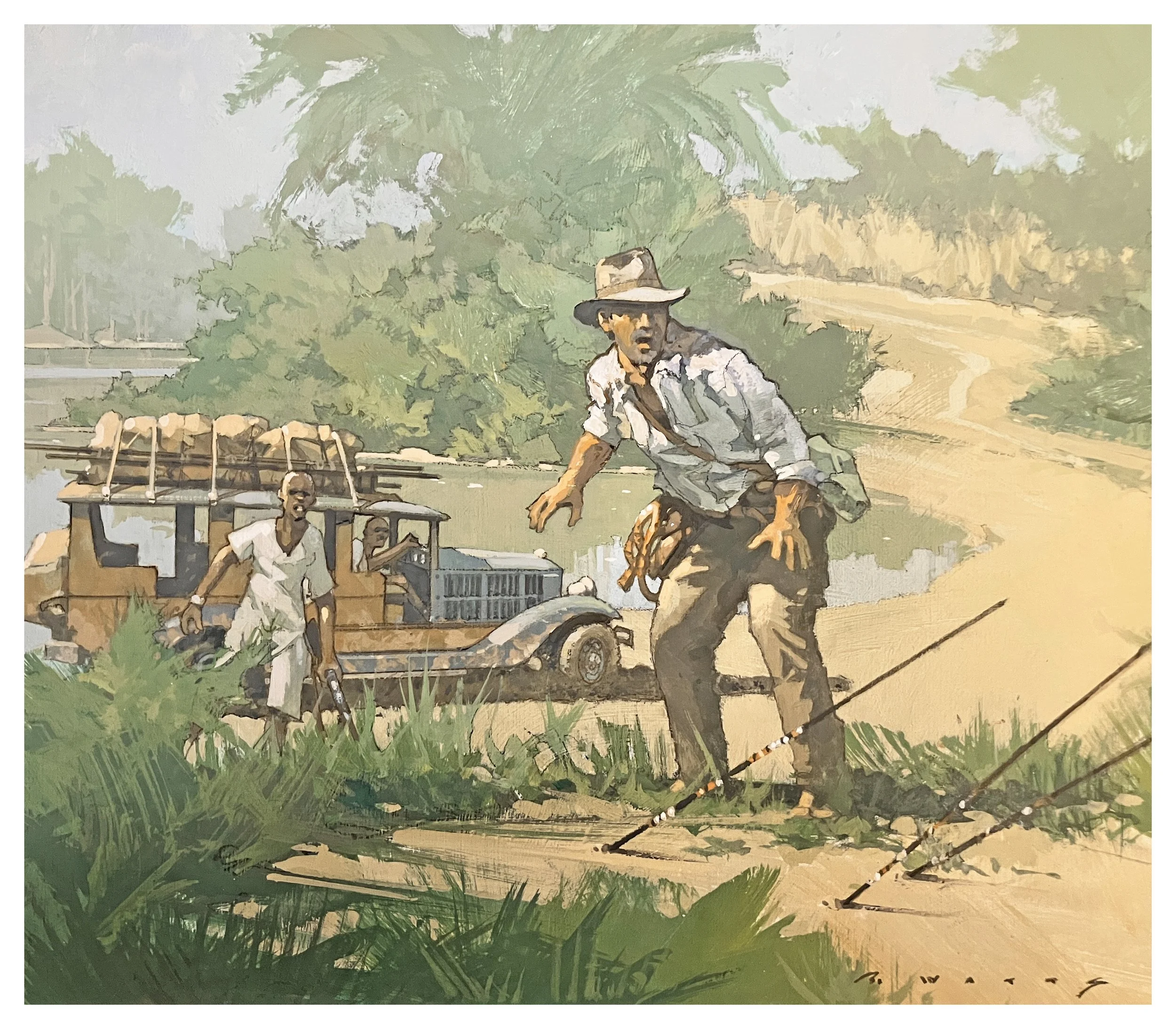 'Indy 4 a reimagined scene'  11" x 12.5" casein on gesso'd board