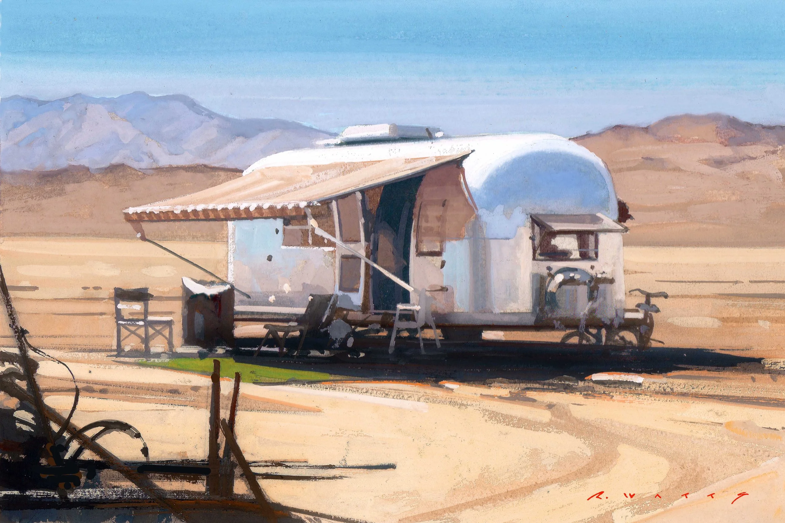 ' Airstream " gouache demo 11.25 X 7.25