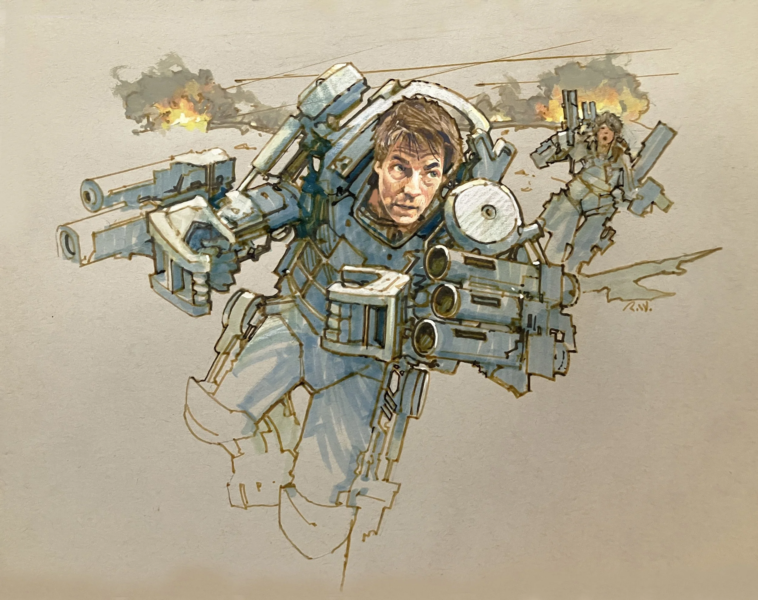 ' Edge Of Tomorrow ' 9" X 12" mixed media on Toned and mounted acid free paper