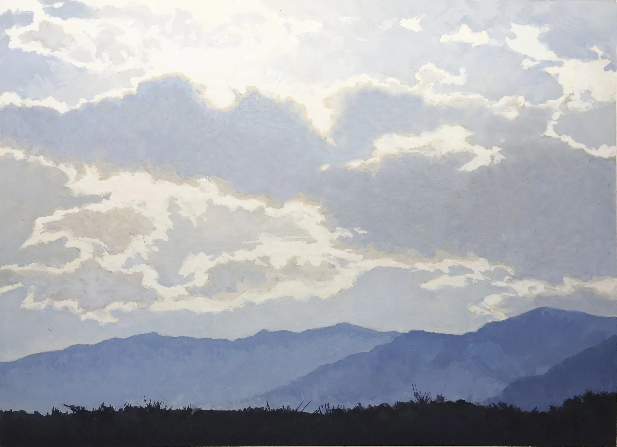 Anza Borrego cloud study 10" X 7.25" gouache on rag board