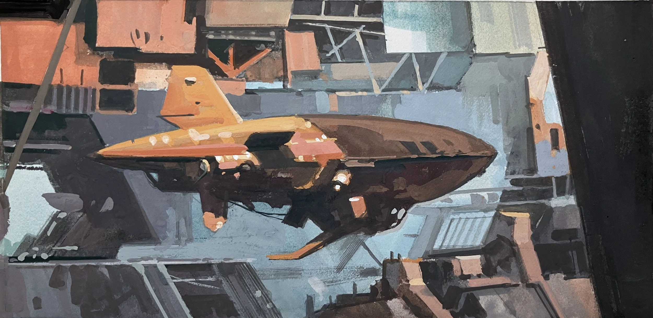 ' Hovercraft ' gouache clas demo '9.75 X 5"