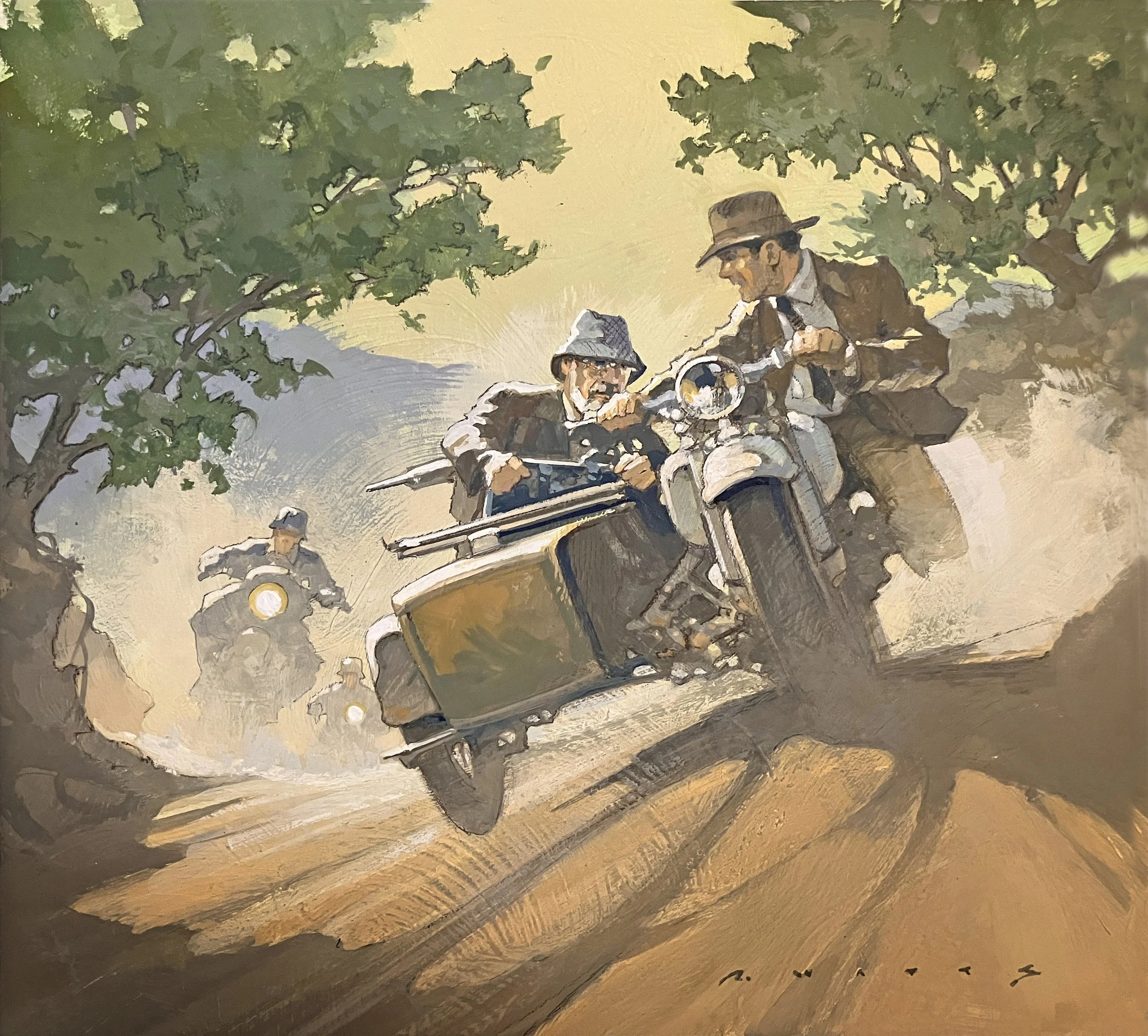 ' Chase.... Last Crusade ' casein & gouache on gesso'd panel 11.75" X 13"