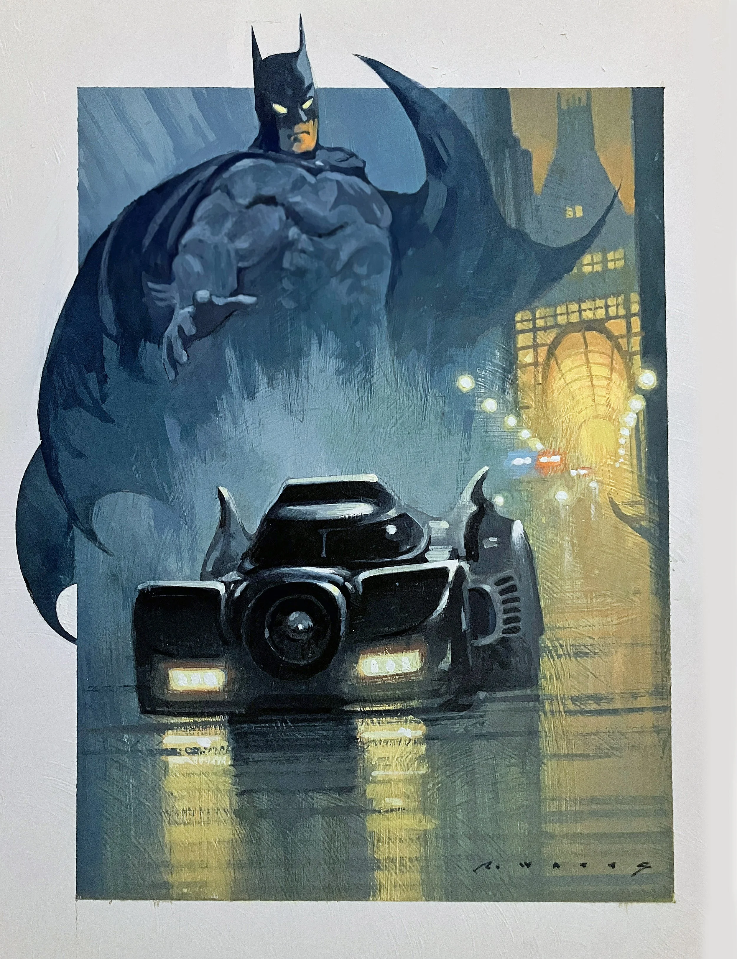' The Batman ' 9.5" X 13" casein and gouache on gesso'd panel