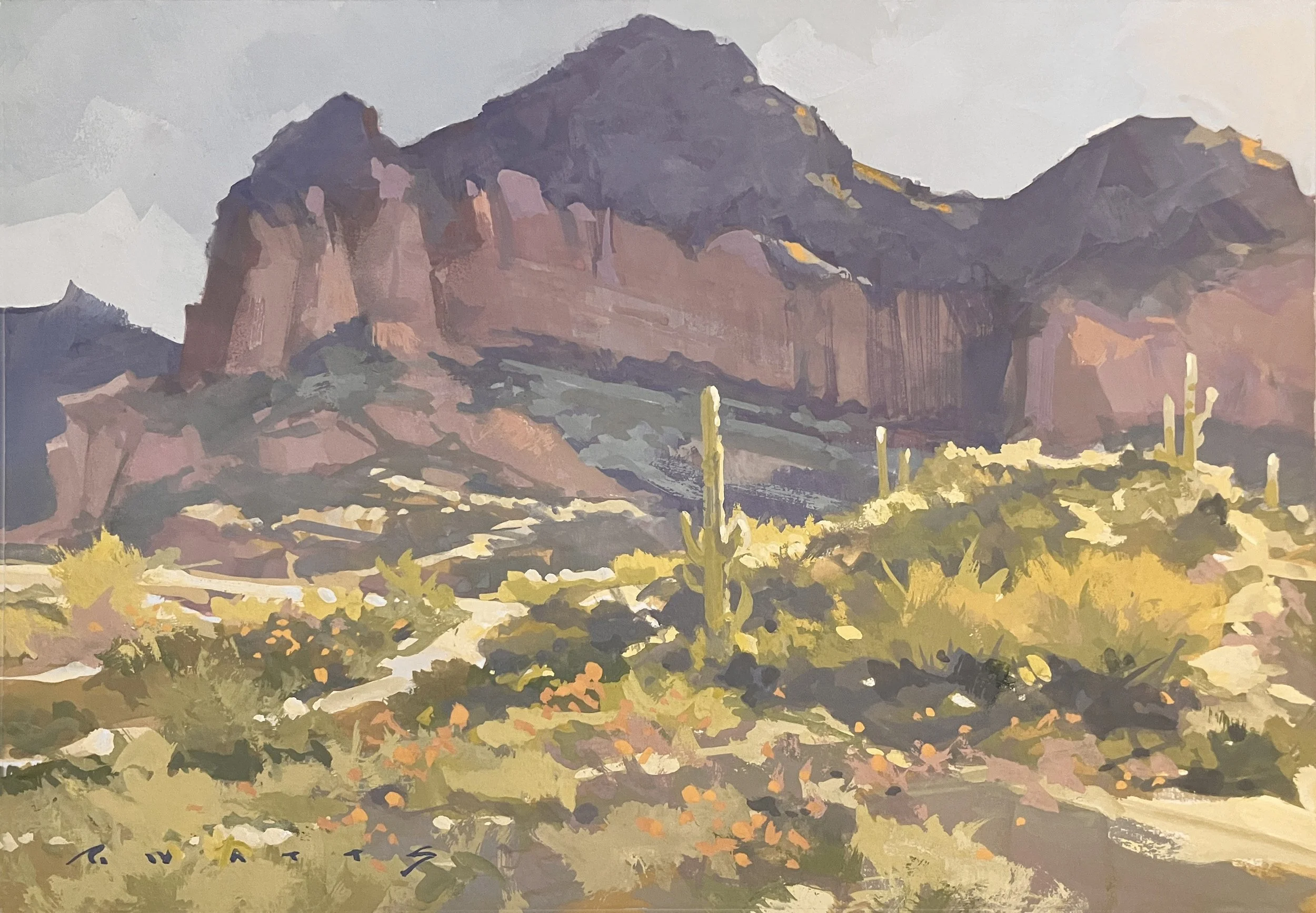 ' Picket Post Mountain ' 8.25" X 13" gouache on premium rag board