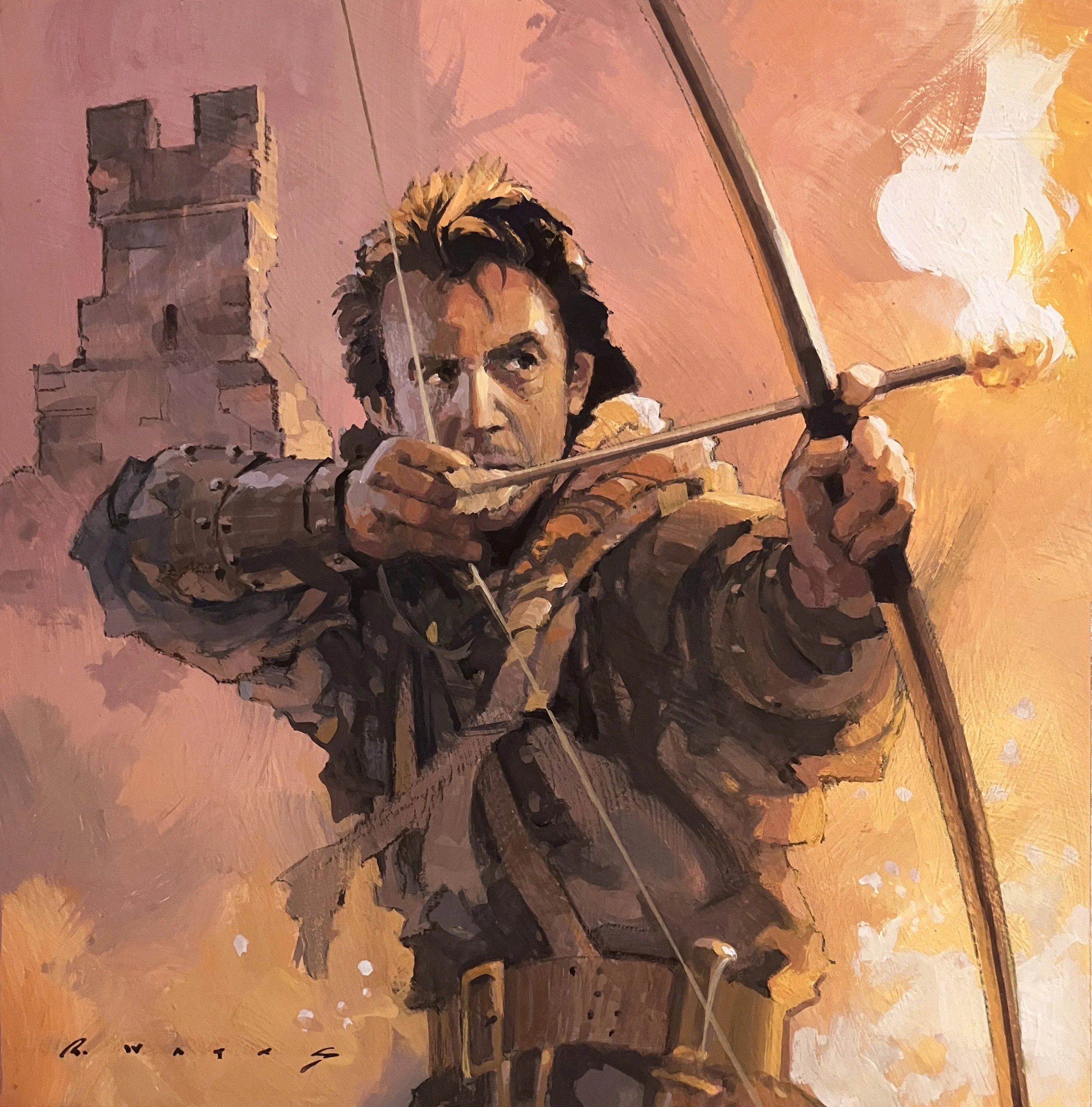 ' Robin Hood ' 10.75" X 10.75" Casein & gouache on gesso'd board