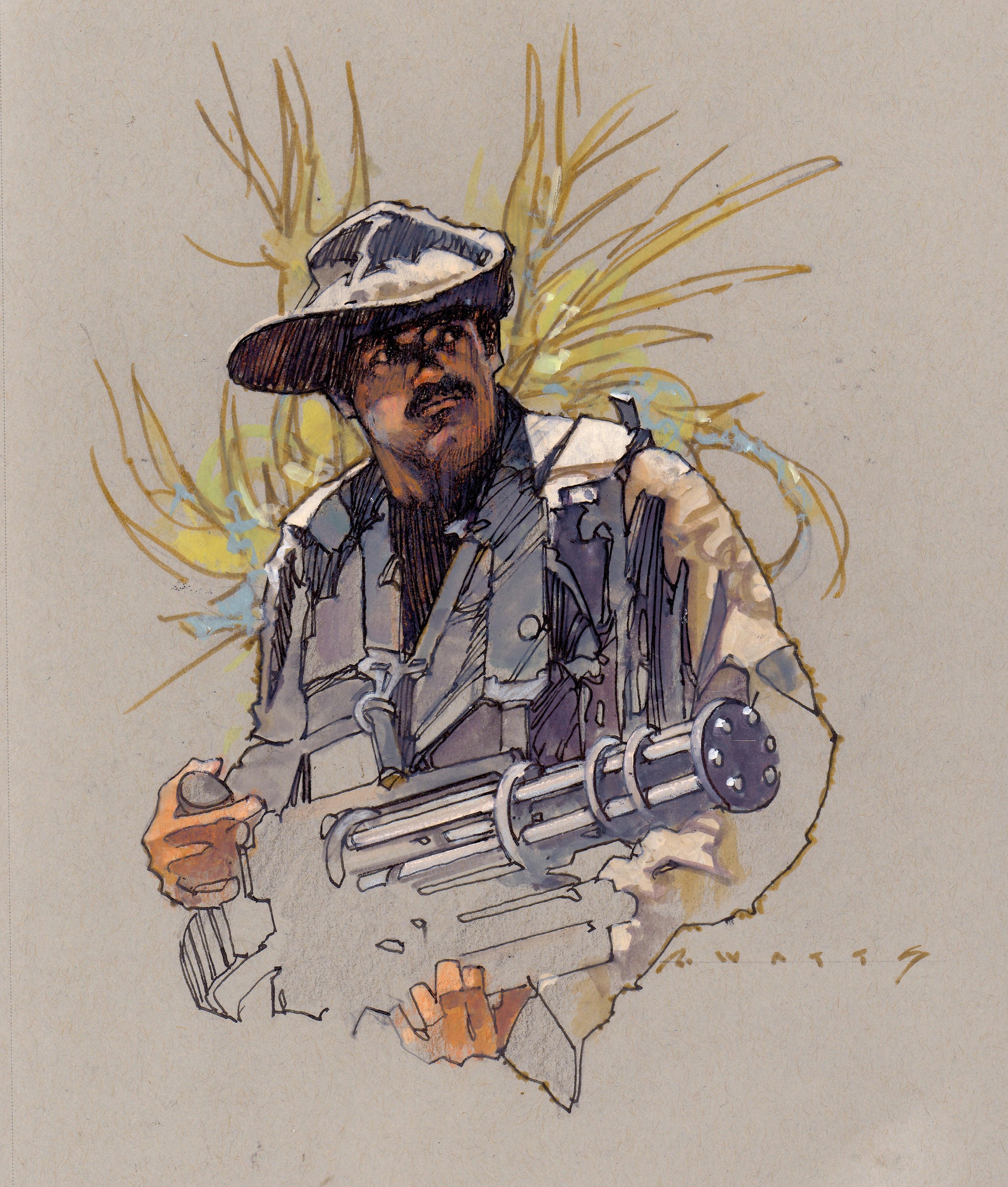 ' Blain...Predator ' 9" X 12" Mixed Media on toned-mounted acid free paper