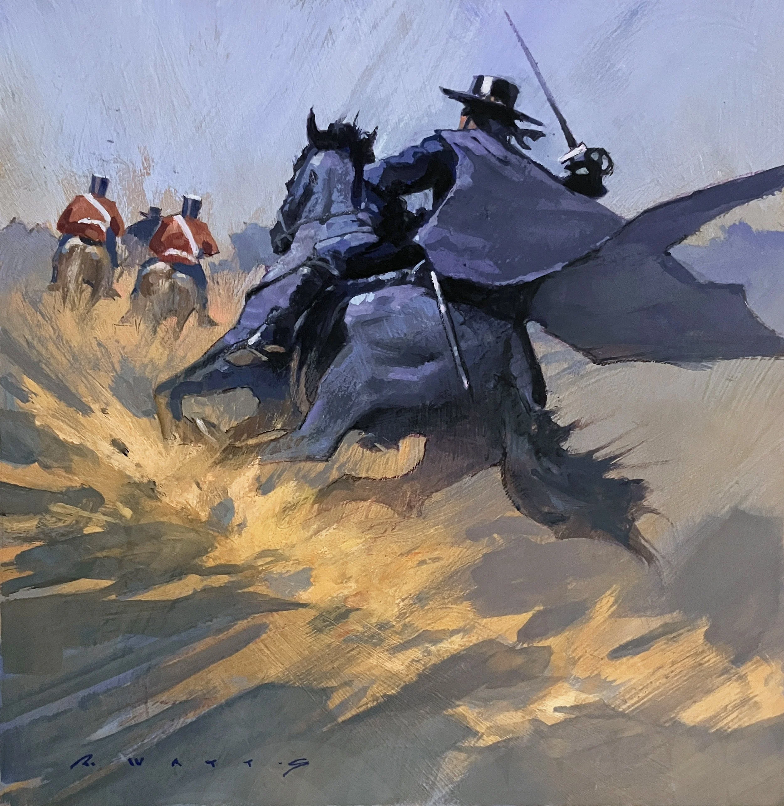 ' Zorro ' 10" X 10.5" casein/gouache on gessod panel