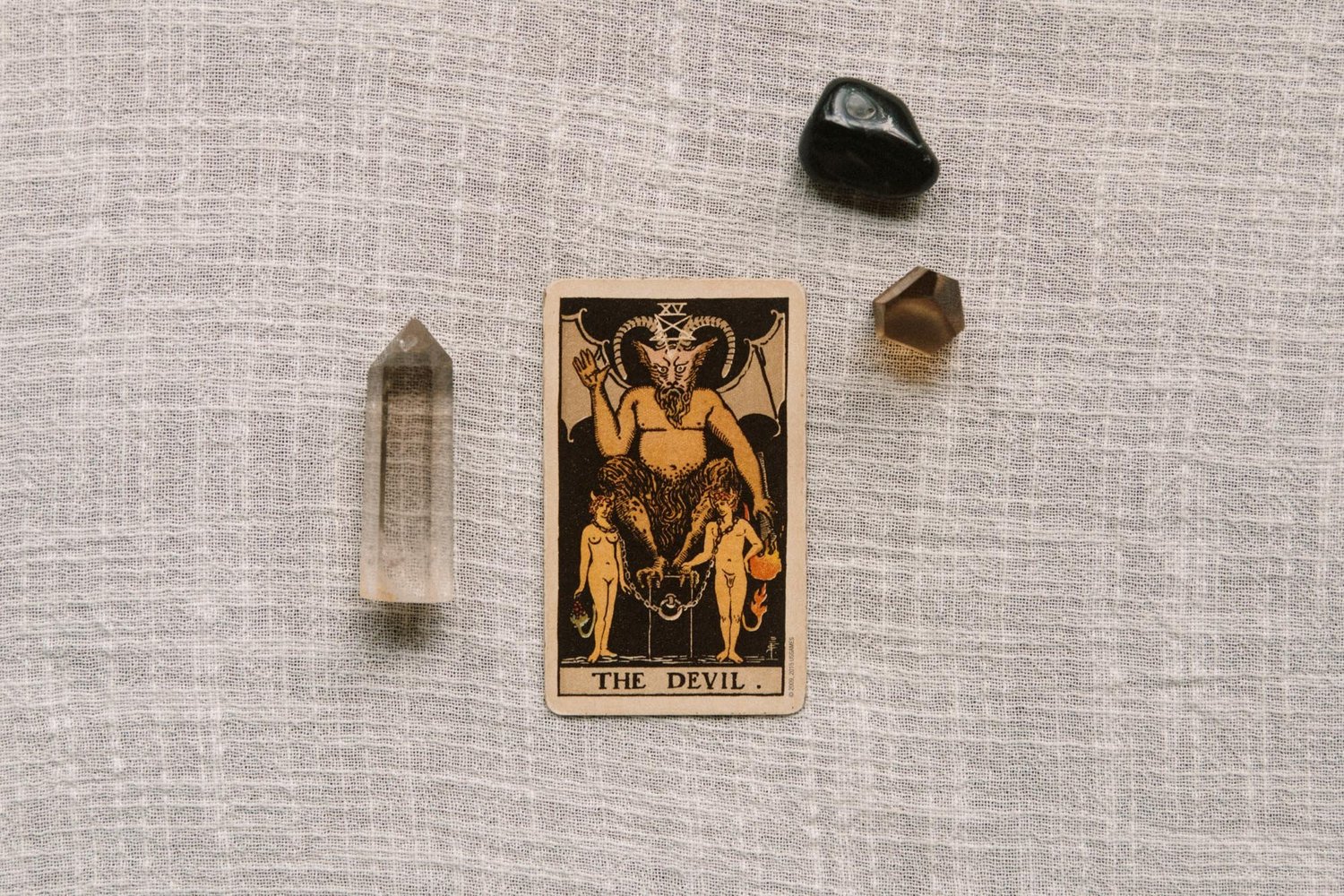 The Devil tarot card reversed, symbolizing breaking free from chains
