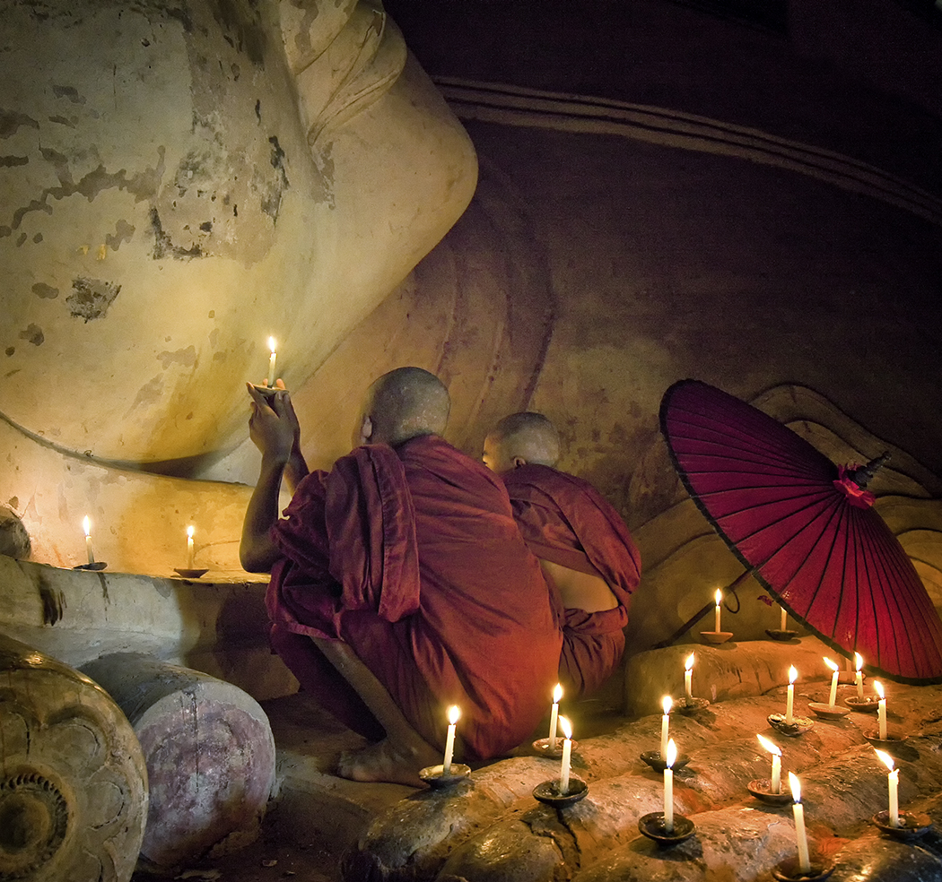 Monks Praying to Buddah