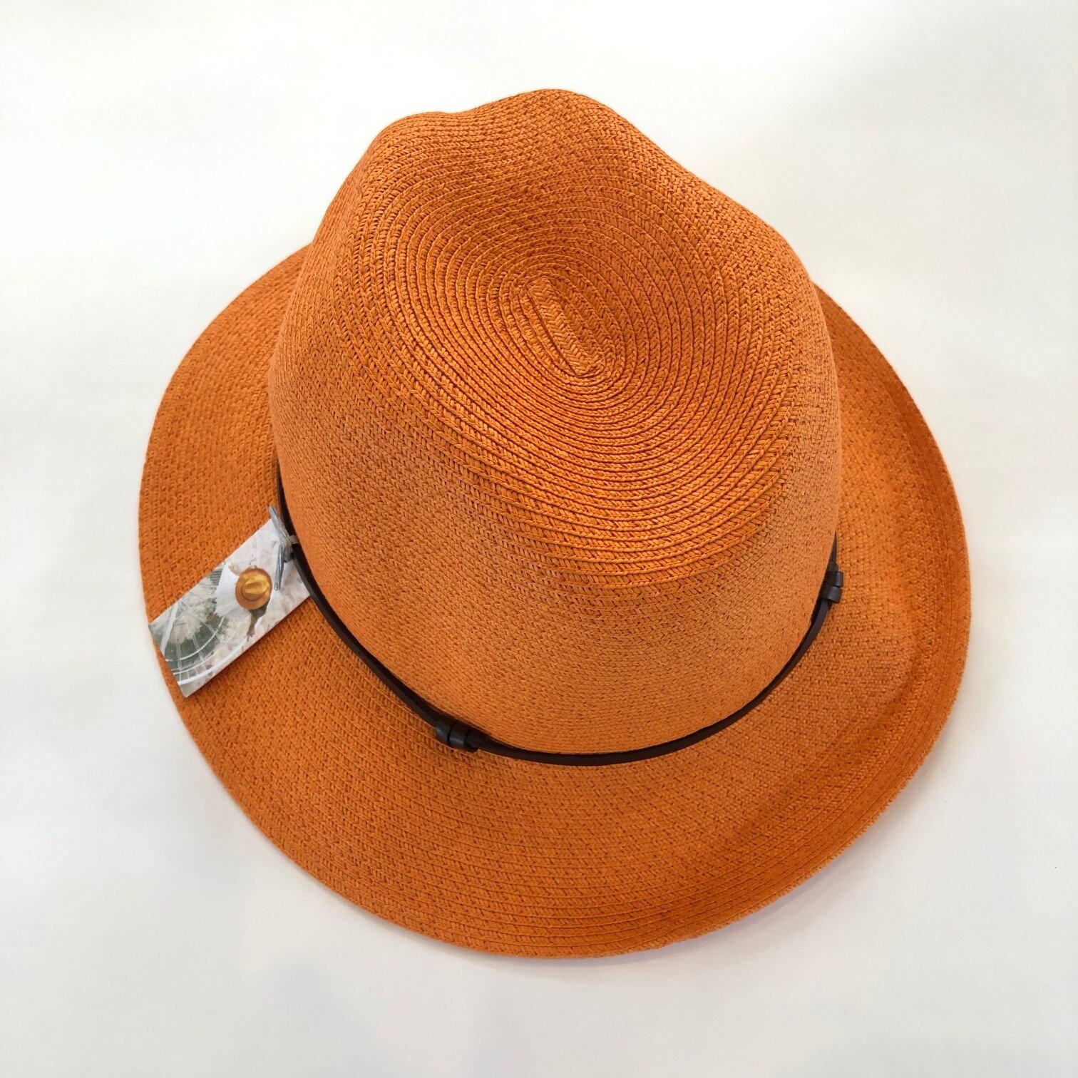  Borsalino with leather strap.  French paper &amp; polyester sunhat. Resilient, foldable and perfect for travel!  Colour: Clementine  Small, Medium, Large  $110 