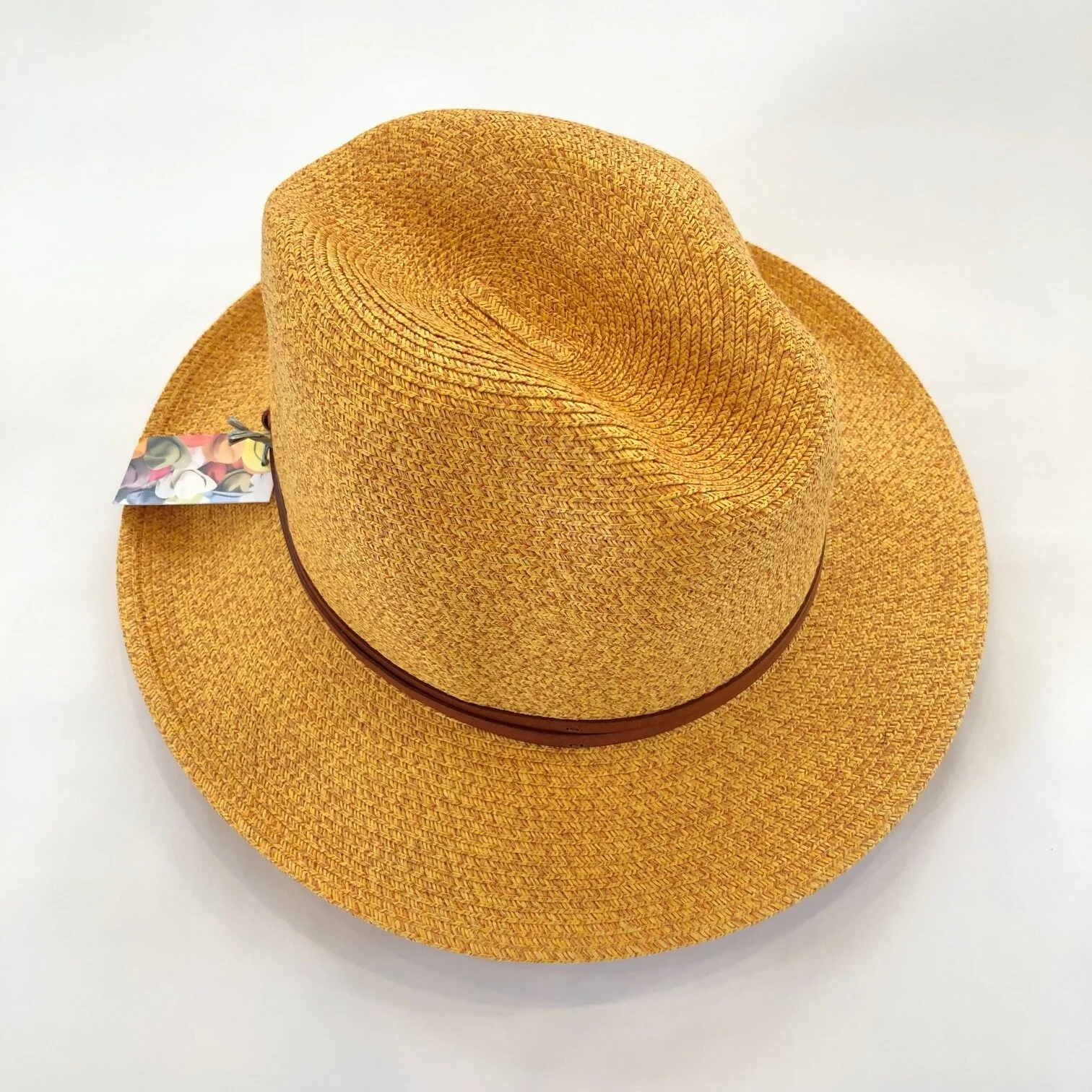  Borsalino Sunhat with leather strap.  French paper &amp; polyester sunhat. Resilient, foldable and perfect for travel!  Colour: Curry  Small, Medium, Large  $110 