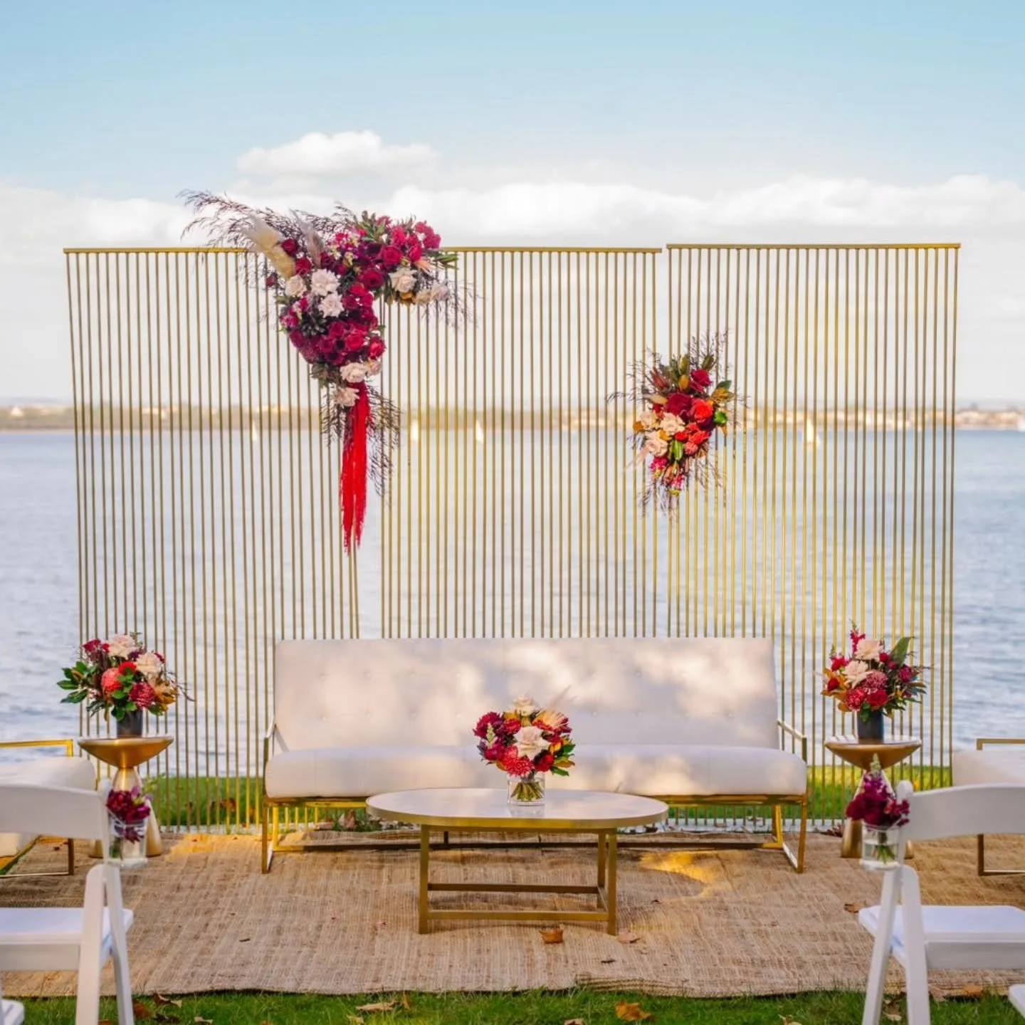 Beautiful Muslim Ceremony set up for Ayman and Andrea ❤️ 

Photographed by @photographybyemmapointon 

#muslimwedding
#matildabaywedding 
#outdoorweddingsperth 
#weddingpackagesperth