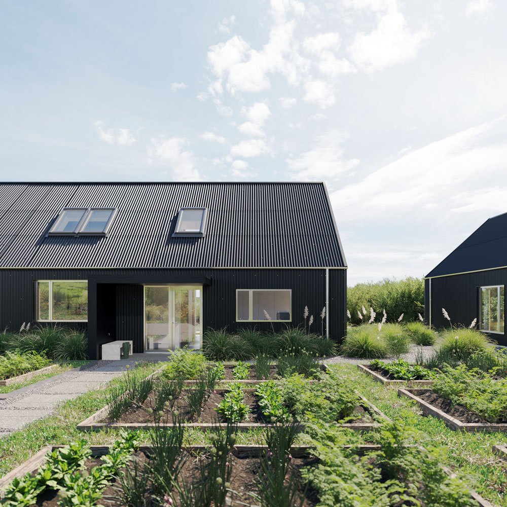 Coastal eco-home replacement dwelling garden