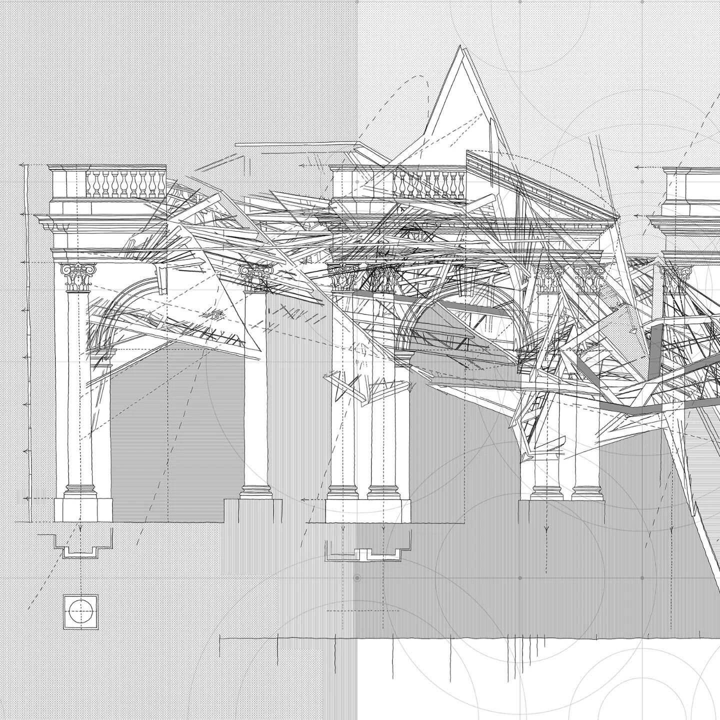 The Rules for Drawing the Several Parts of Architecture (after Gibbs, 1754) Plate 40 #wip #architecture #architecturaldrawing #speculativedesign #reconstruction #projection #fabrication #fiction