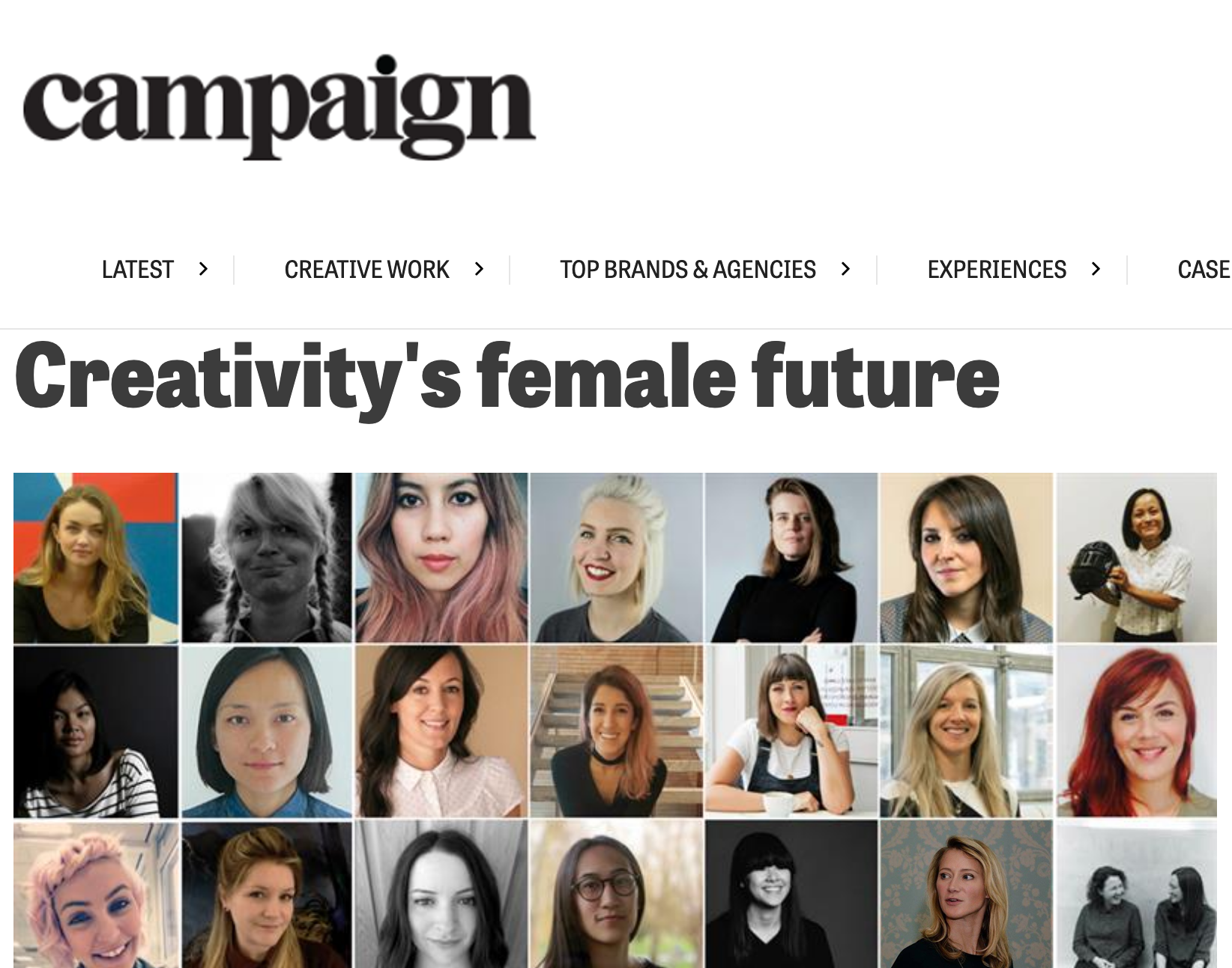 I was listed amongst Campaign &amp; Creative Equals’ Female Future Leaders.