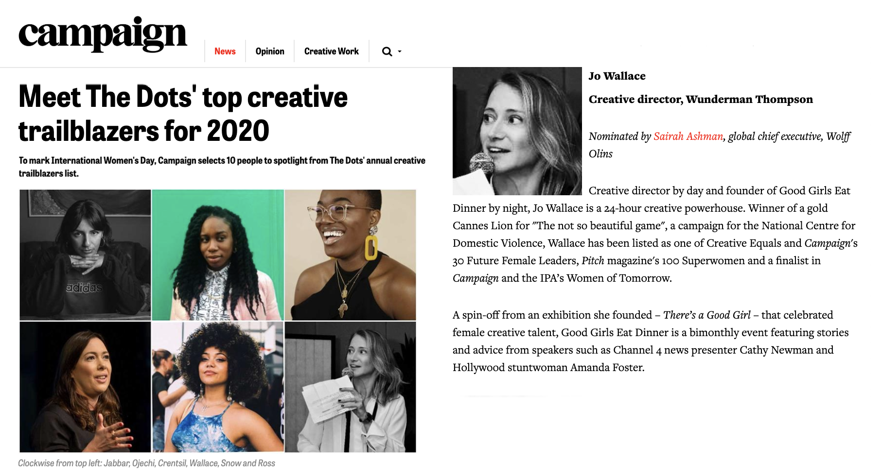 Campaign selected 10 of The Dots’ ‘100 trailblazers’ to spotlight. Full article, here.