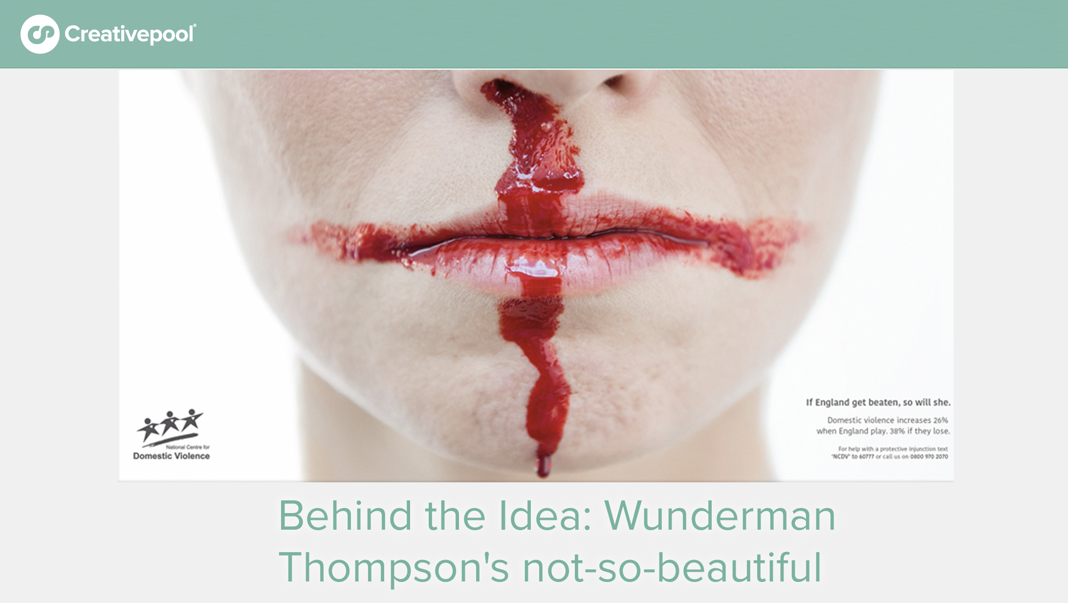 The coronavirus ’lock-down’ has resulted in domestic abuse incidents increasing by 49% in the UK. As we finished off on a new campaign to address that, Shots asked me to talk about the previous, award-winning campaign we created for NCDV. Full artic…