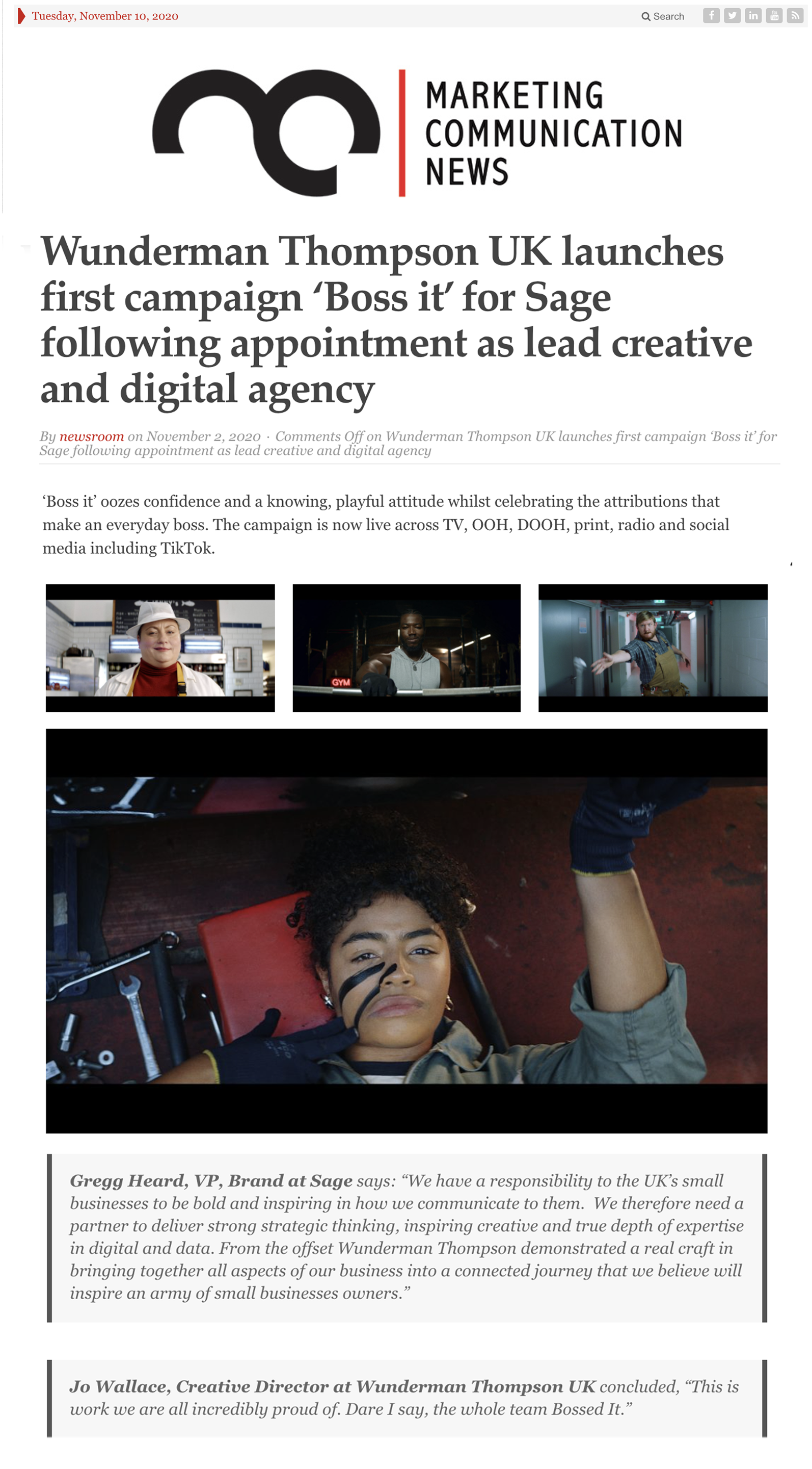 Having creatively led pitch-winning work for Sage, my next challenge was to oversee the development and production of the full, integrated campaign in just one month. The whole team bossed it, naturally. Full article here.