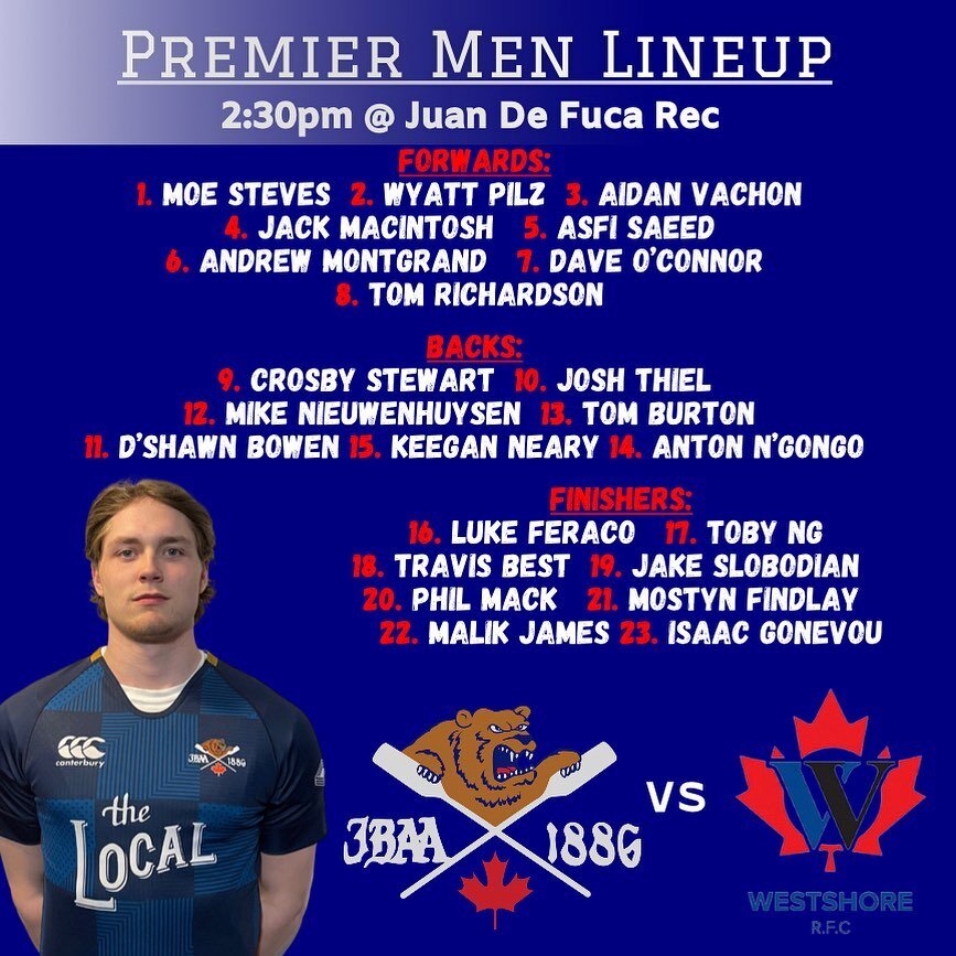 LINEUP ALERT!! We have a full day of games tomorrow with all three of our senior teams playing on the island. Our women start the day off against United down at the Mac, while both men&rsquo;s teams head over to Juan De Fuca to take on Westshore! 

*