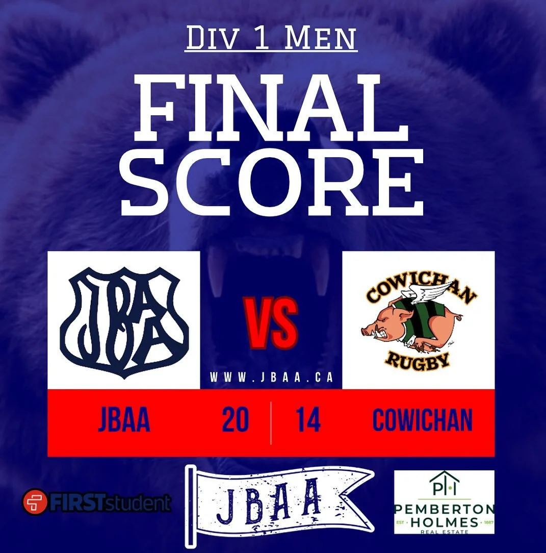 Final score from yesterday! The div 1 men with another close win! 

#huddyhuddy #cantstopthebear
#wedecide #bang @bcrugbyunion