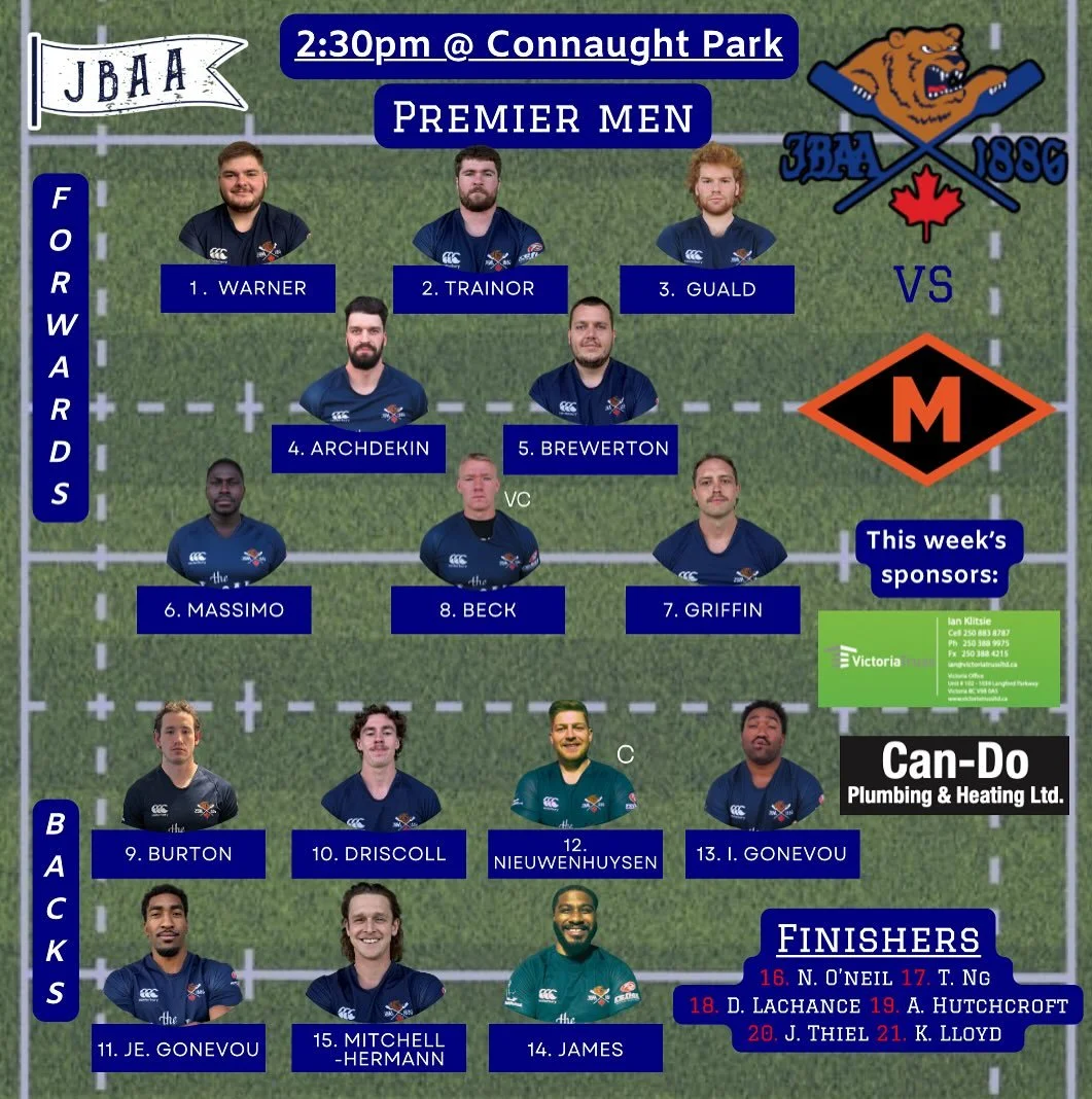 LINEUP ALERT!!! Here&rsquo;s how we look for our three road games tomorrow! All three teams will be hitting the road with the Women heading up to Comox, Div 1 men heading to Nanaimo &amp; the Premier men taking the ferry over to Kitsilano to take on 