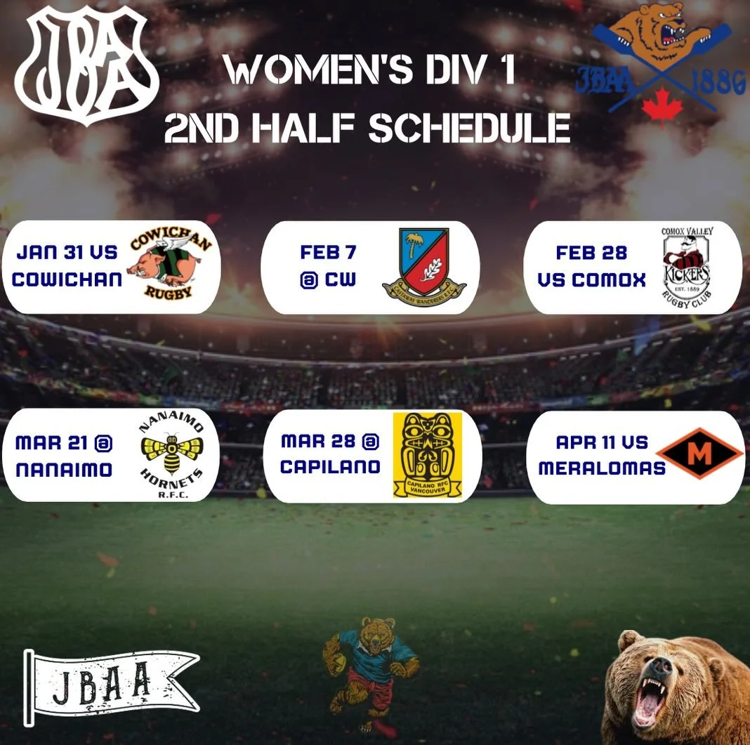 Happy new year Bays!!! Here&rsquo;s how the remainder of our regular season looks for our senior teams! Lots of games left to try and get further up the standings! 

#huddyhuddy #cantstopthebear 
#wedecide #bang