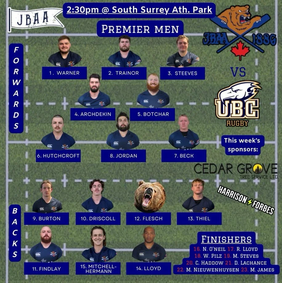 LINEUP ALERT!! Here&rsquo;s how we look for the first game of 2026 against UBC! Looking for a big start to the new year tomorrow! Huddy Huddy Bays! 

**game is being played at South Surrey Athletic Park

#huddyhuddy #cantstopthebear 
#wedecide #bang 