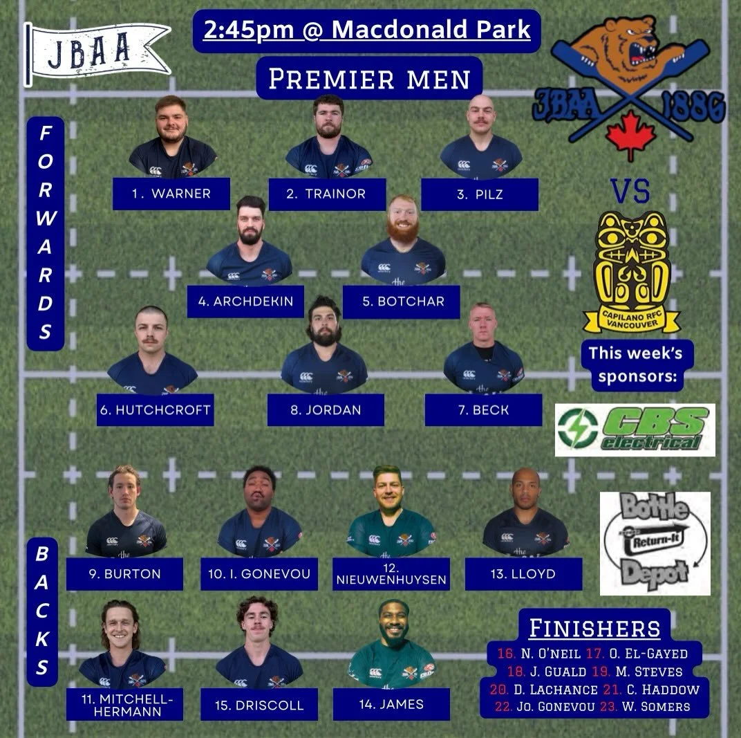 LINEUP ALERT!!! Here&rsquo;s how the premier men look for tomorrow home game against Capilano!! Come on out and support the first game of 2026 at the Mac! 

#huddyhuddy #cantstopthebear 
#wedecide #bang @bcrugbynews @bcrugbyunion