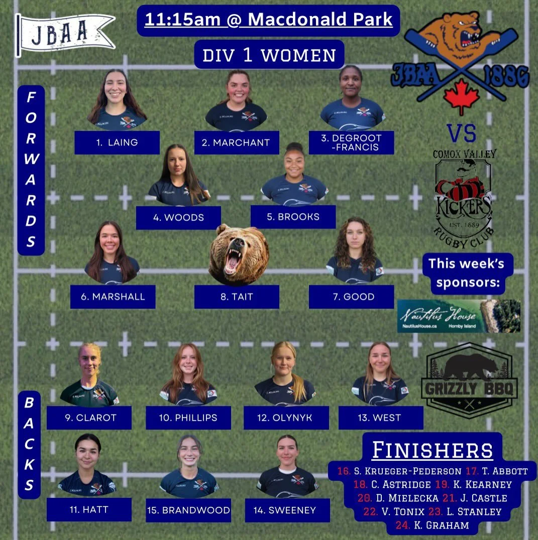 LINEUP ALERT!! Triple header edition! 

All three senior teams will be defending the Mac tomorrow! The women start off against Comox followed by both men&rsquo;s teams taking on Uvic! Will be a great day of rugby so come on out and support! 

**start