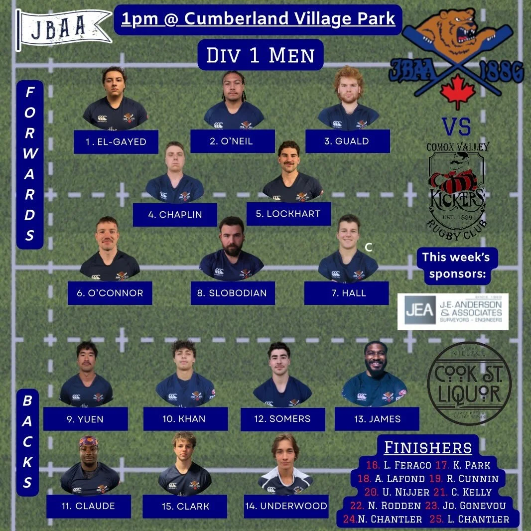 LINEUP ALERT!!! Here&rsquo;s the team that will travel north to take on the kickers tomorrow! 

If you&rsquo;re in the area come cheer us on! 

#huddyhuddy #cantstopthebear 
#wedecide #bang @bcrugbyunion @bcrugbynews