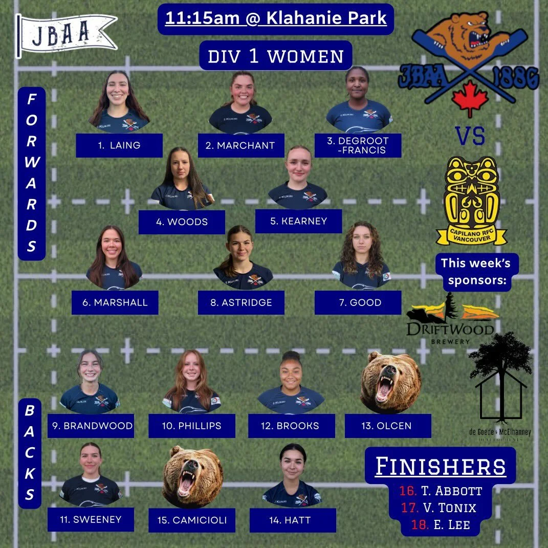 LINEUP ALERT!!! 

Here&rsquo;s how we look for our triple head over in Capilano! The women will be starting the day off followed by the div 1 men and then the premier men! Let&rsquo;s see a Bay Day!! Huddy Huddy 

#huddyhuddy #cantstopthebear 
#wedec