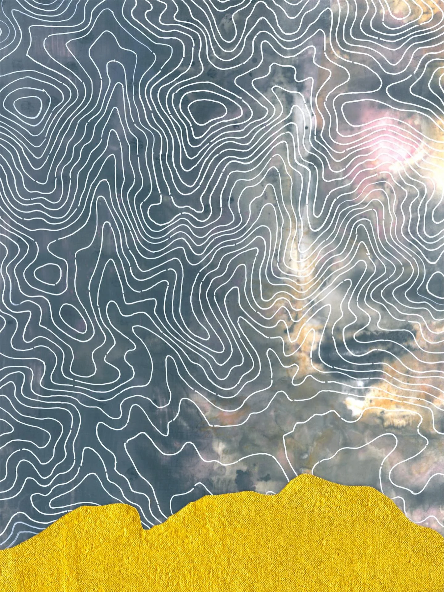 The final supermoon of 2025 rises tonight!
 
&lsquo;Dusk&rsquo; is a mixed media work on fabric, vellum, canvas and glass - an abstraction inspired by the Ojai Valley landscape. Currently on view @stillgalleryojai 
 
Posting in honor of tonight&rsquo