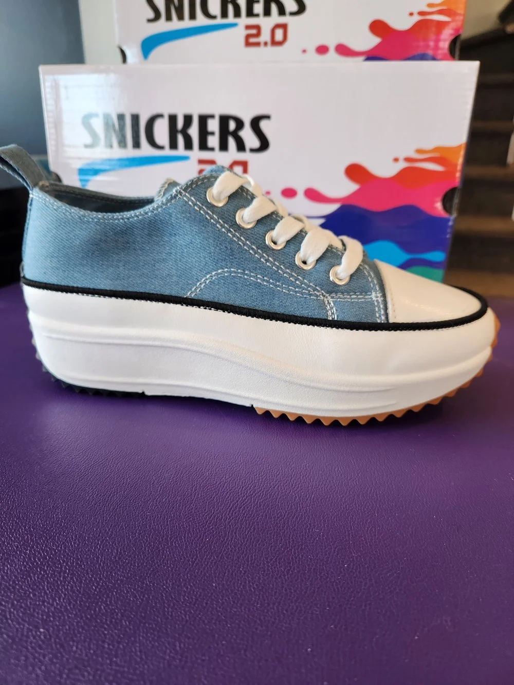 SNICKERS WOMEN'S 2.0 2235627 DENIM PLATFORM CASUAL SNEAKER SIZE 9 ONLY