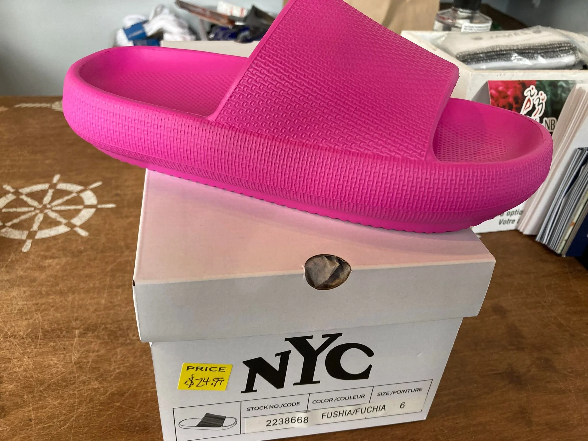 NYC WOMEN'S PINK 2238668 SLIP-ON THICK SANDAL
