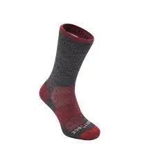 WRIGHTSOCK MERINO ESCAPE CREW LIGHT CUSHION GREY/FIRE MEDIUM ONLY
