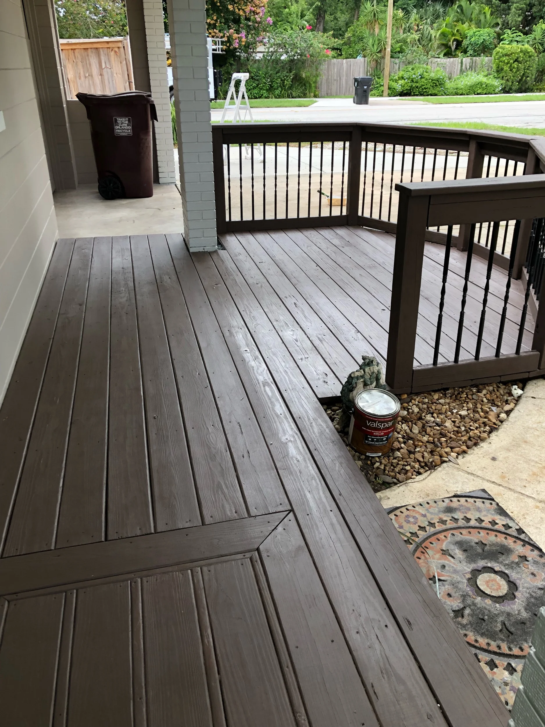 Solid stained wooden deck