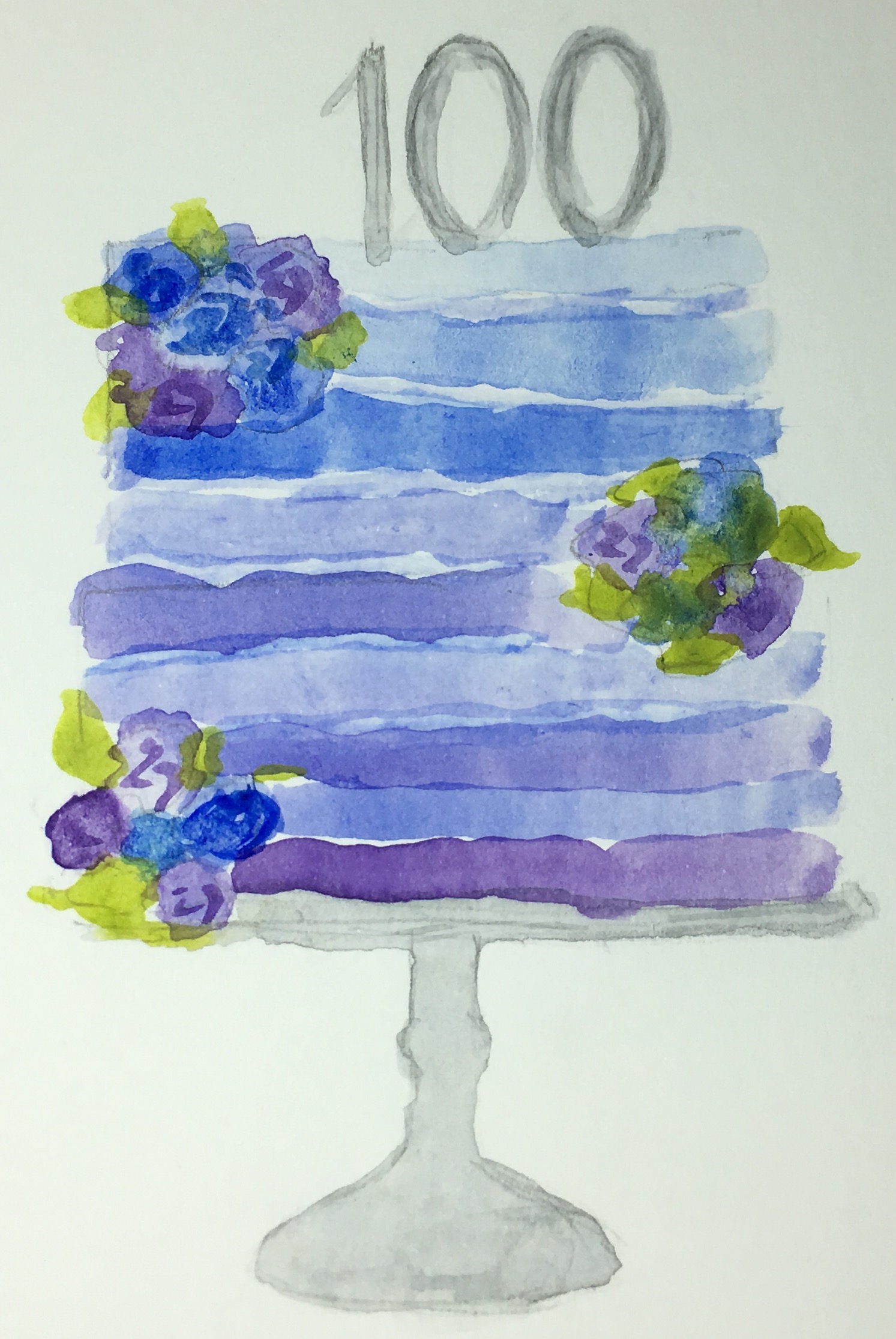 Watercolor Cake Milestone Birthday Invite 