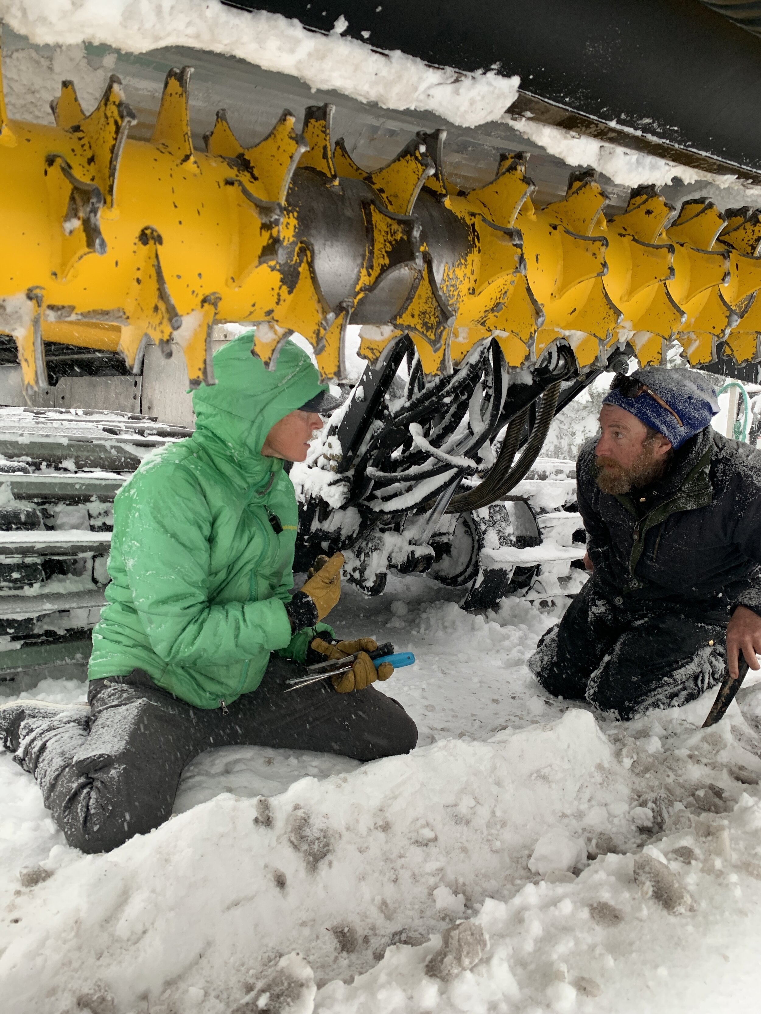 Jody & Kimi wrestling ice on the tiller (3/15/20)