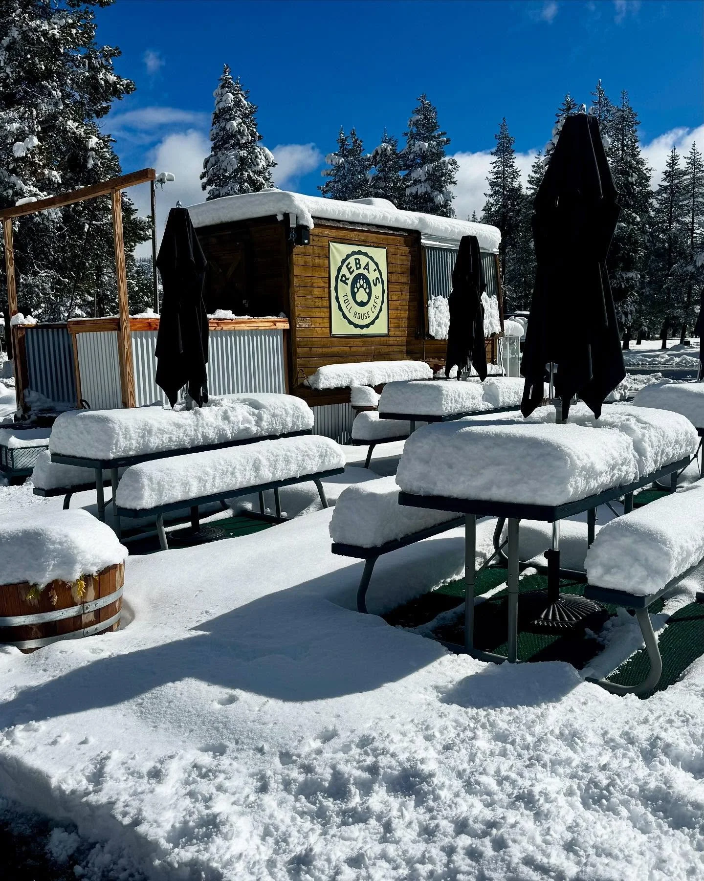 There is a change in the scenery in Bear Valley. While the snow is cleared from the tables, this is Reba&rsquo;s Cafe&rsquo;s last week of summer operations, closing after Sunday, October 19th.  Thanks to Chef Jessi and her kitchen crew for a fun sum